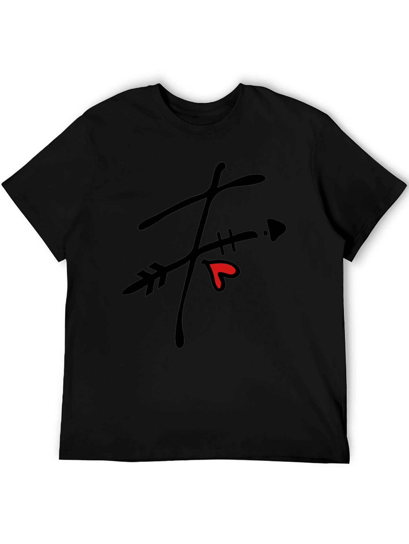 Black Arrow Heart Graphic Black T-Shirt view 5