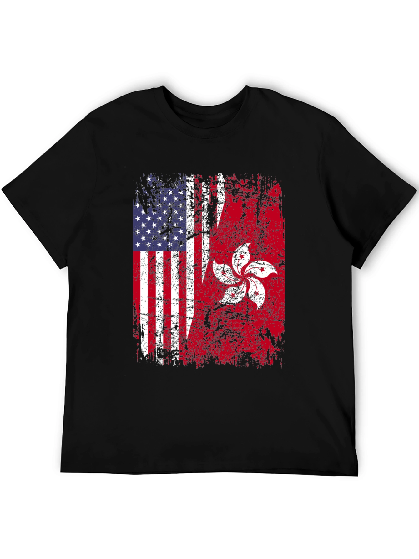 Black USA Hong Kong Flag Graphic Tee view 5