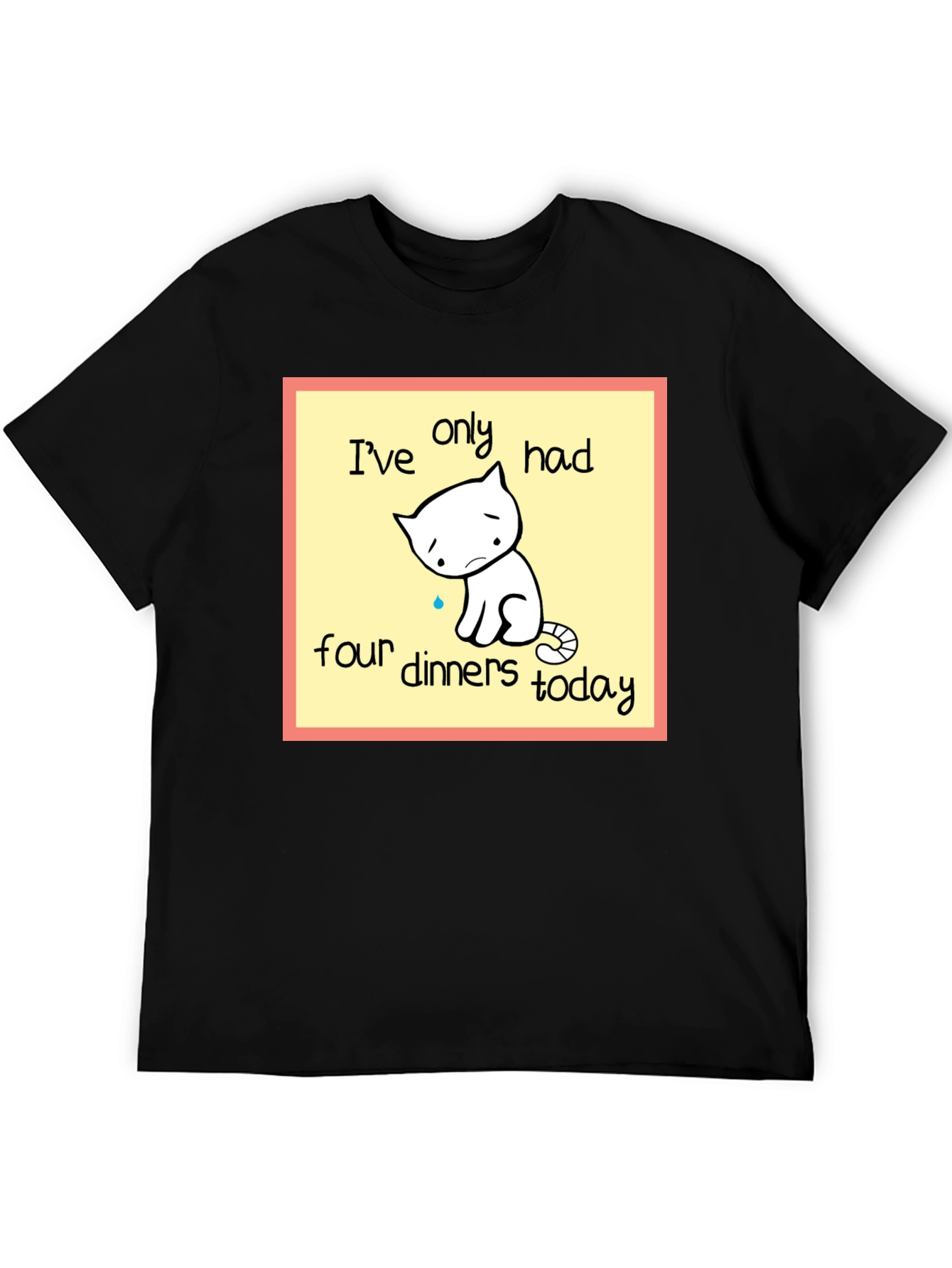 Black Funny Cat T-Shirt: Only Four Dinners Today view 5