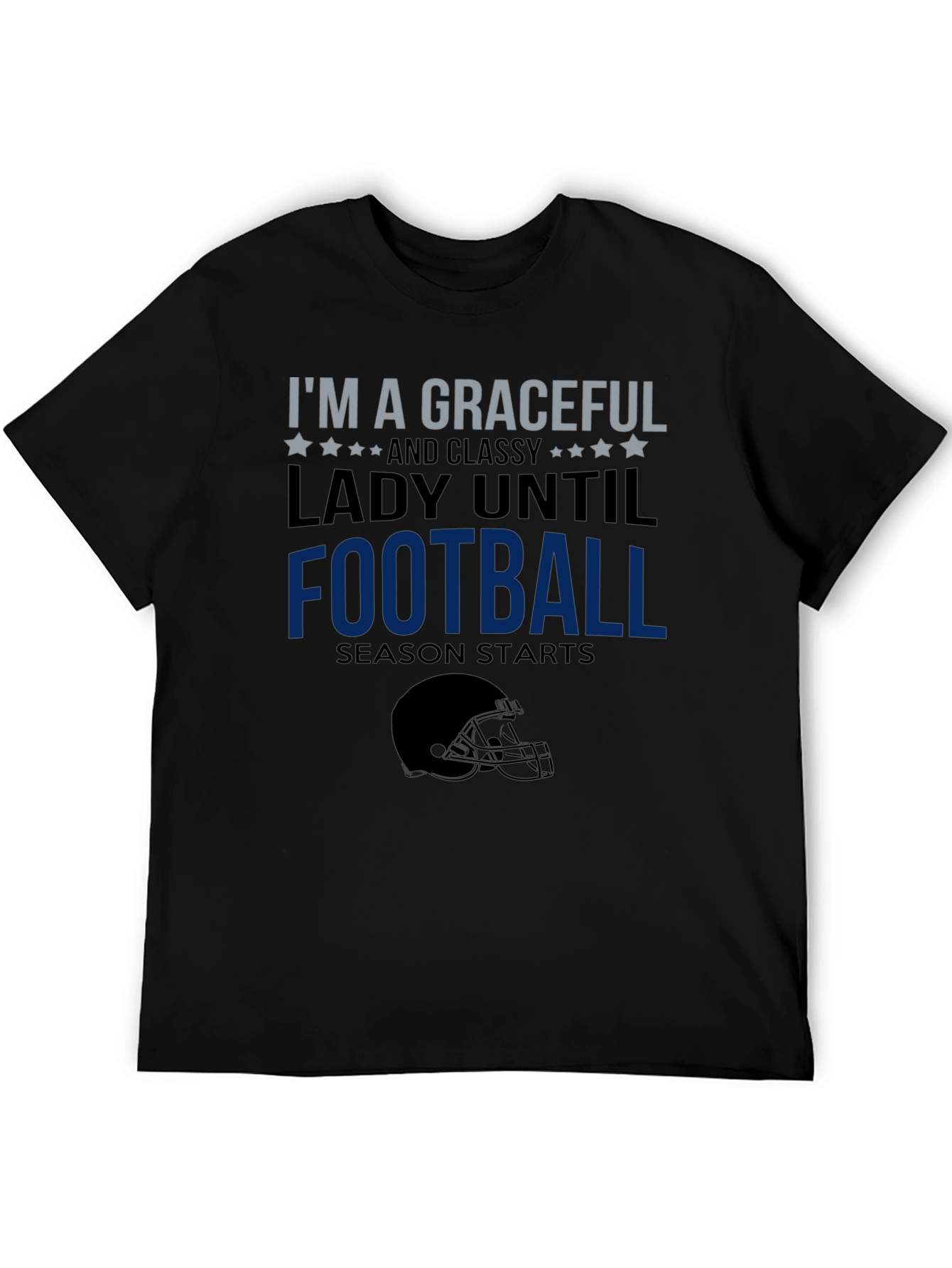Black Graceful Lady Football Season T-Shirt view 5