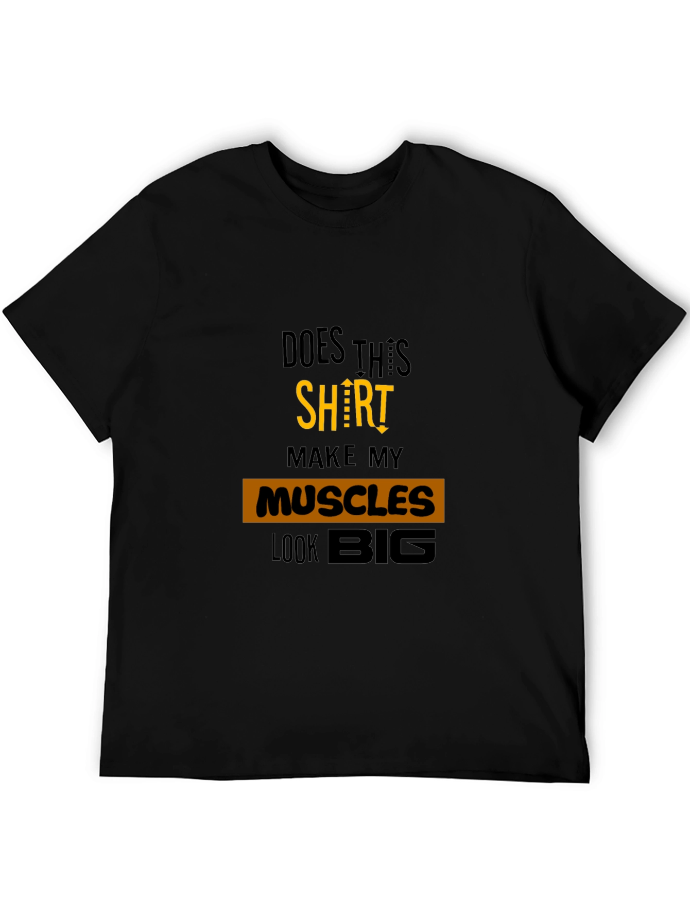 Black Muscle Humor Graphic Tee - Black Cotton T-Shirt view 5
