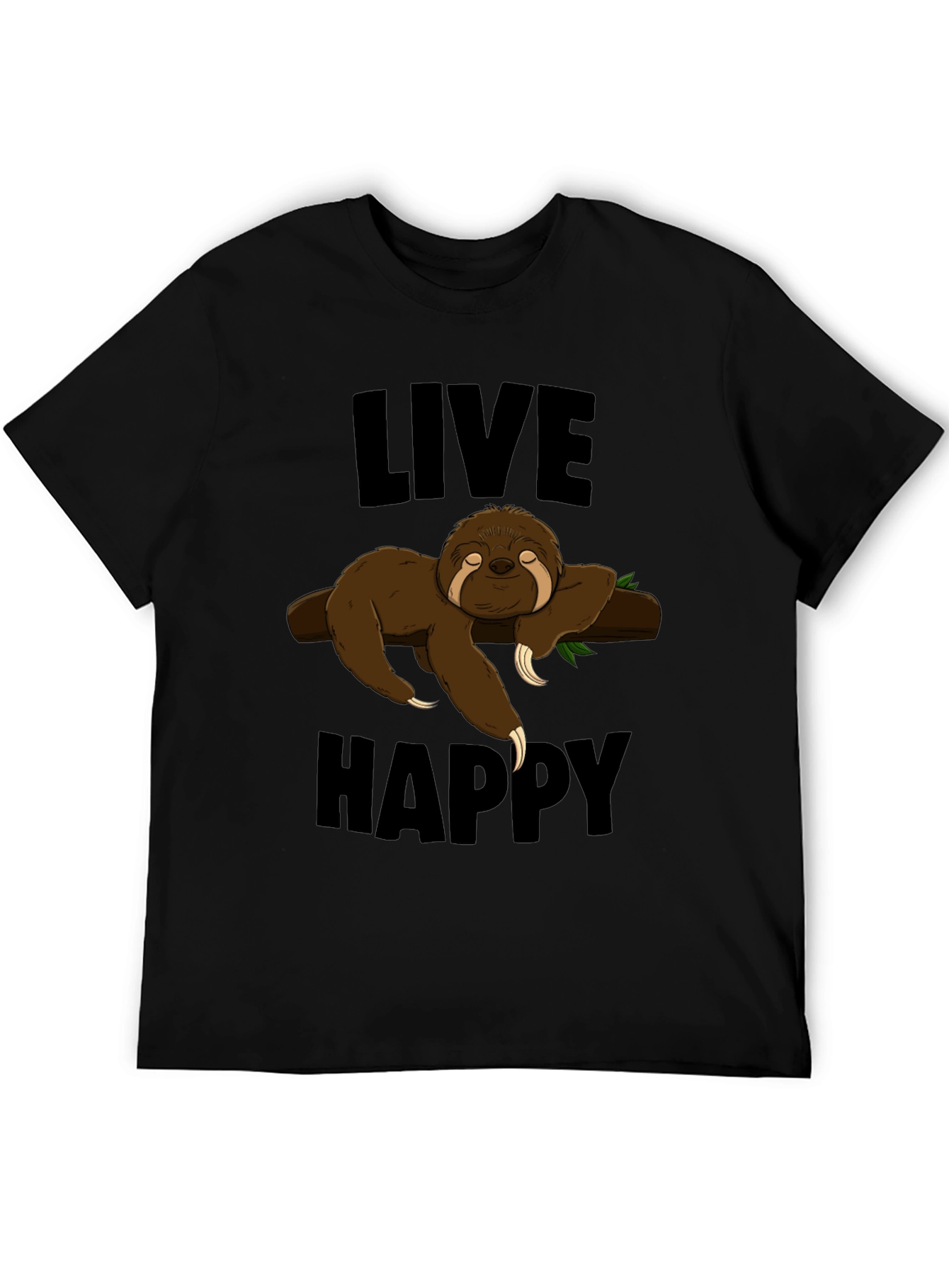 Black Live Happy Sloth Graphic T-Shirt - Comfort & Style view 5