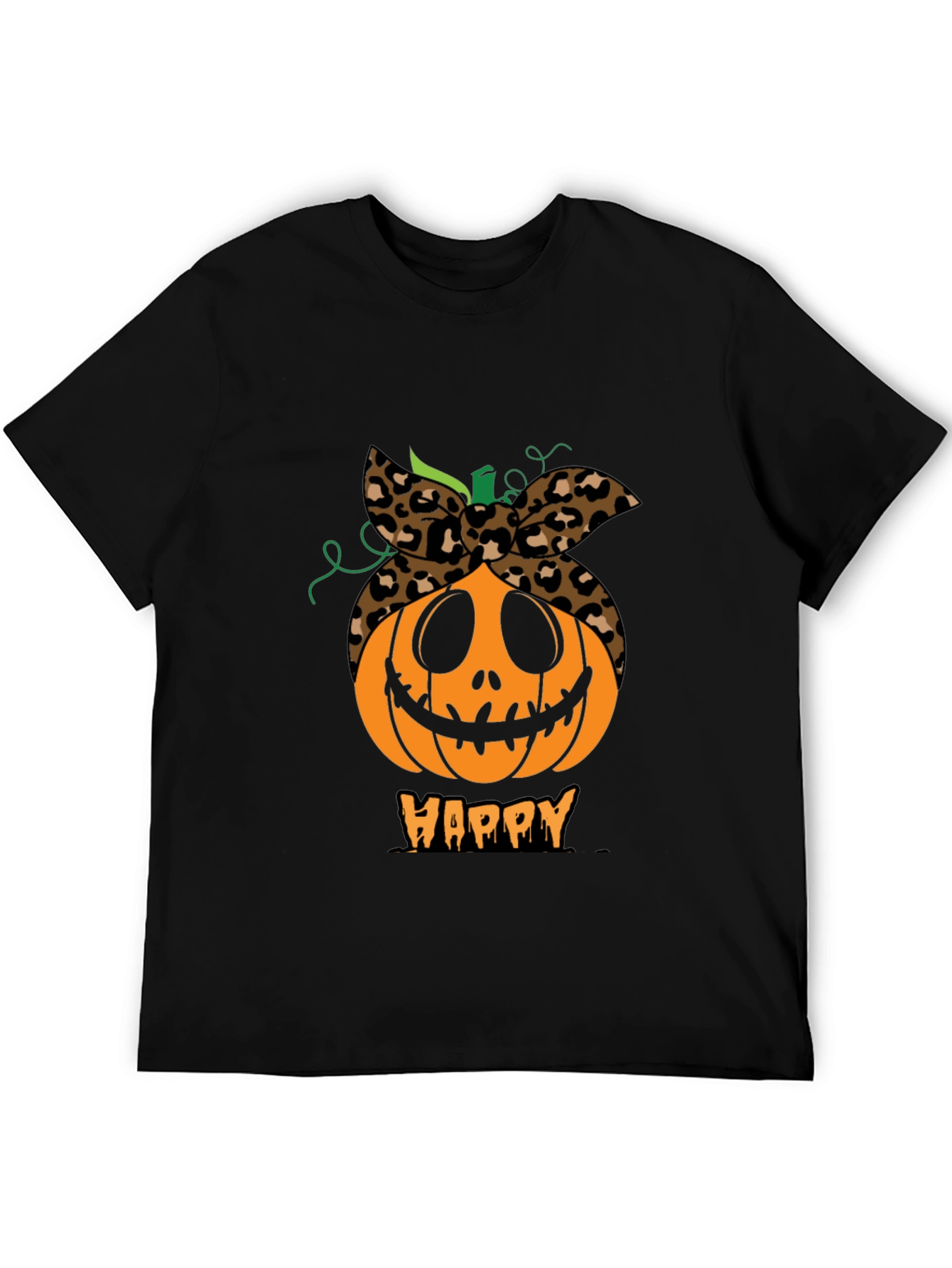 Black Happy Pumpkin Headband Graphic Tee view 5