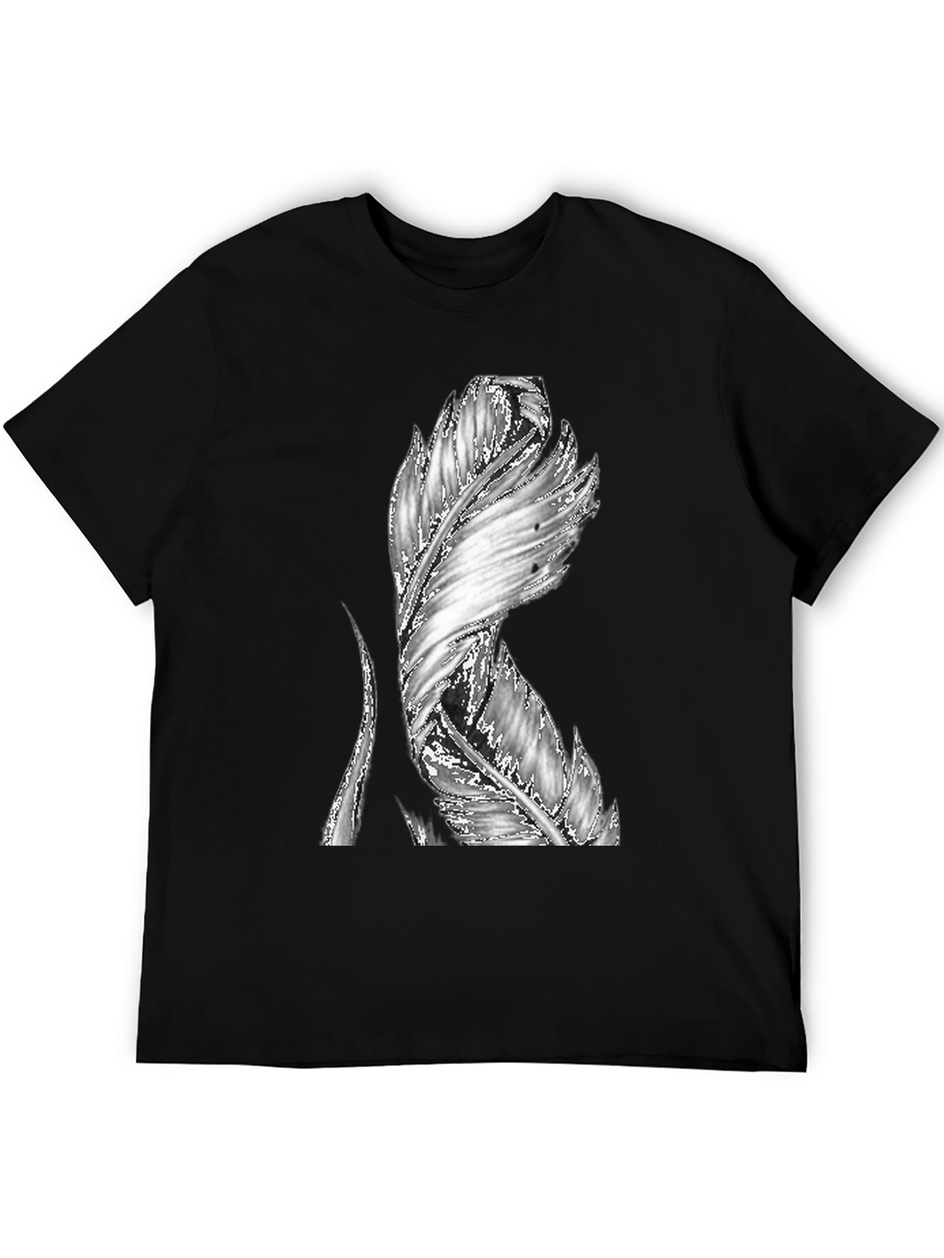 Black Feather Graphic Black T-Shirt - Unique Design view 5