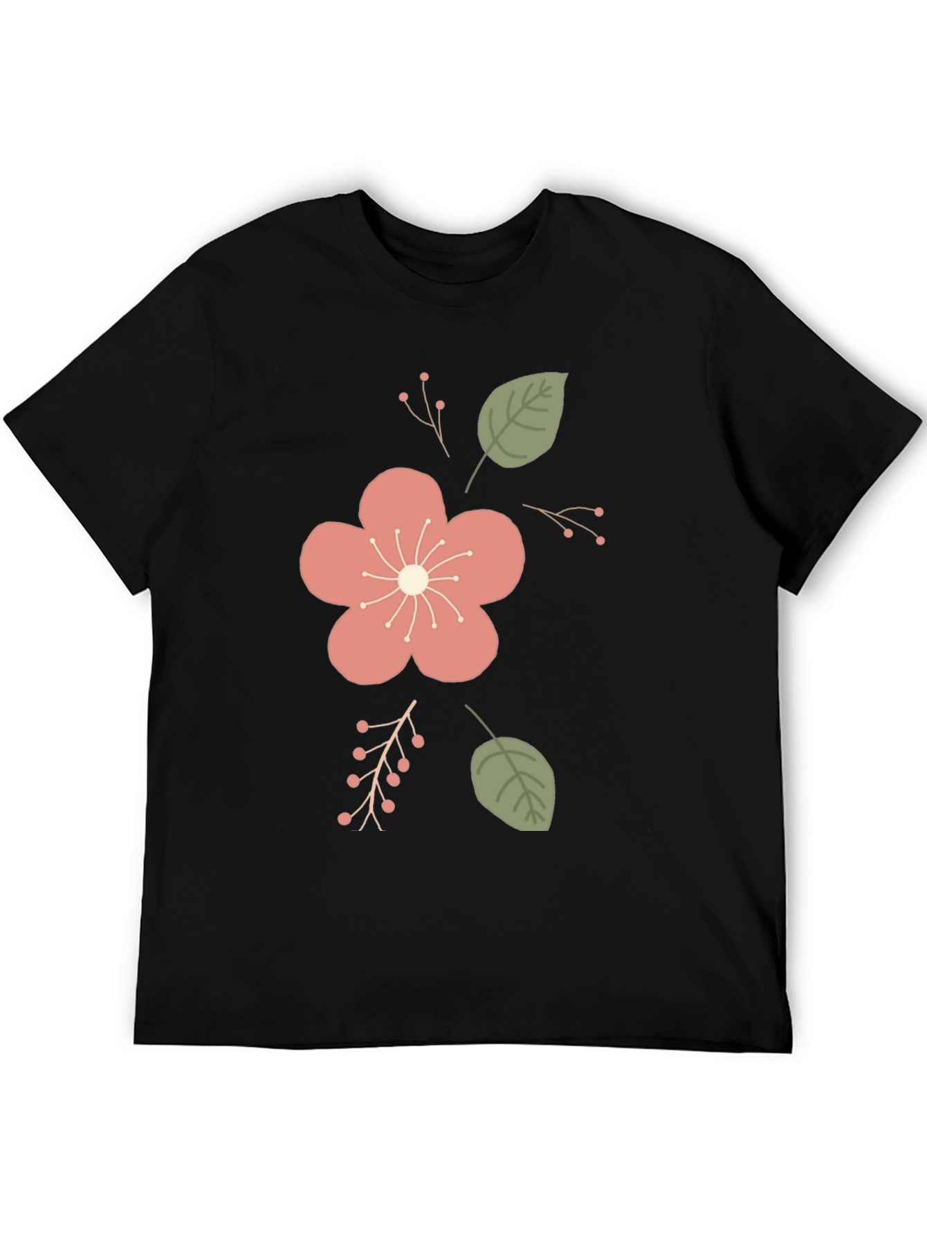 Black Floral Print Crew Neck T-Shirt view 5