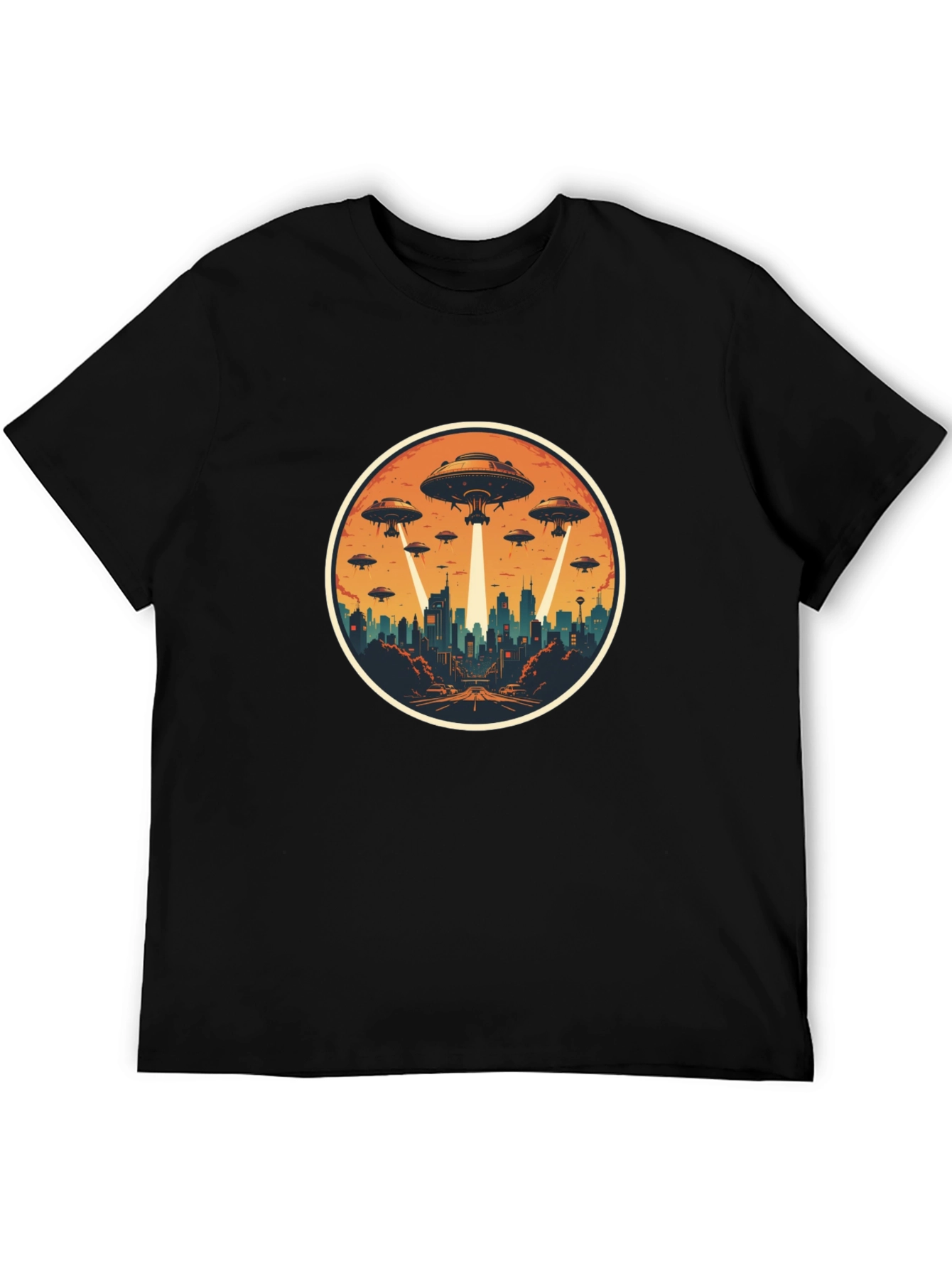 Black UFO Invasion Graphic Tee - Black Cotton Blend view 5