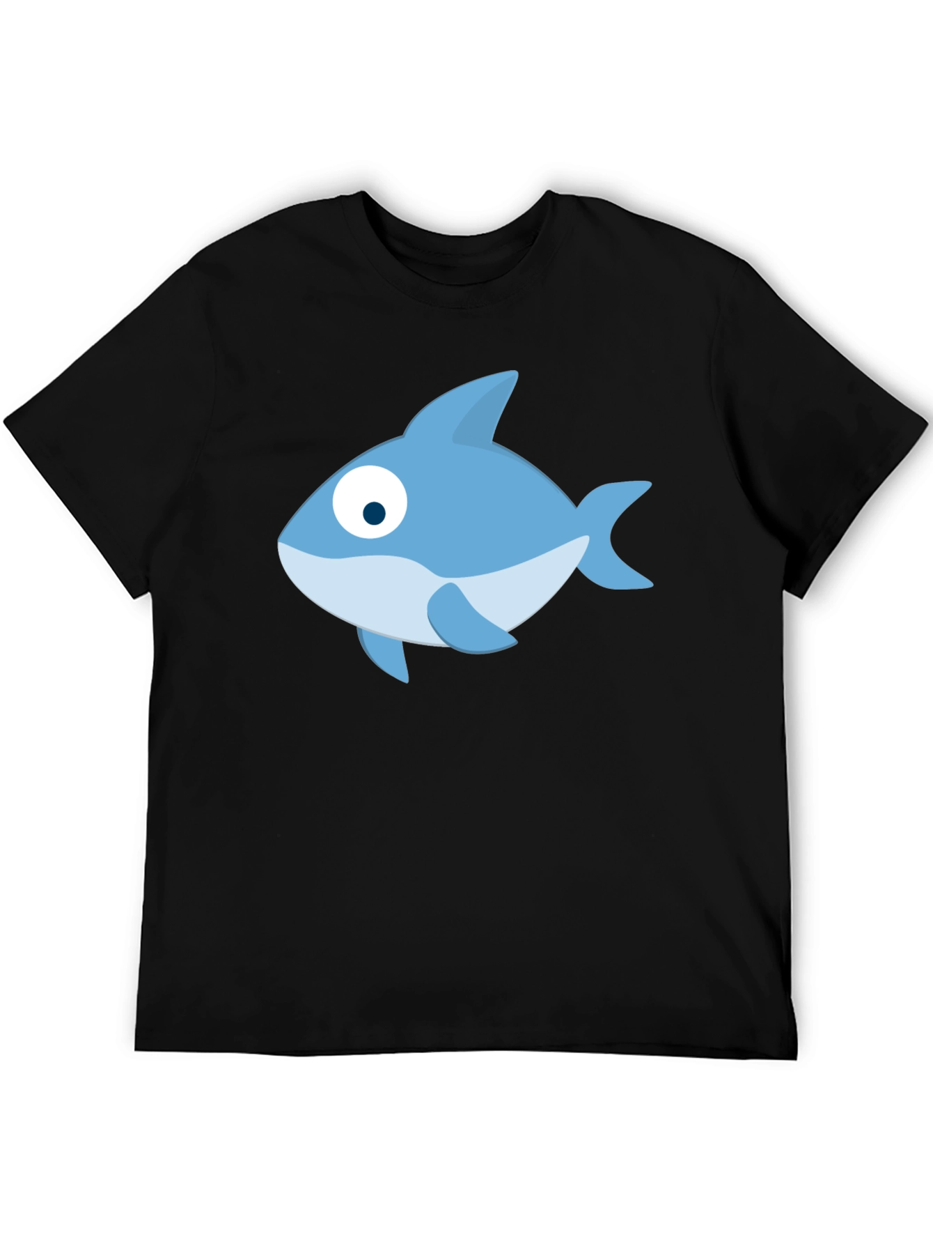 Black Cartoon Fish Black T-Shirt - Casual Style view 5