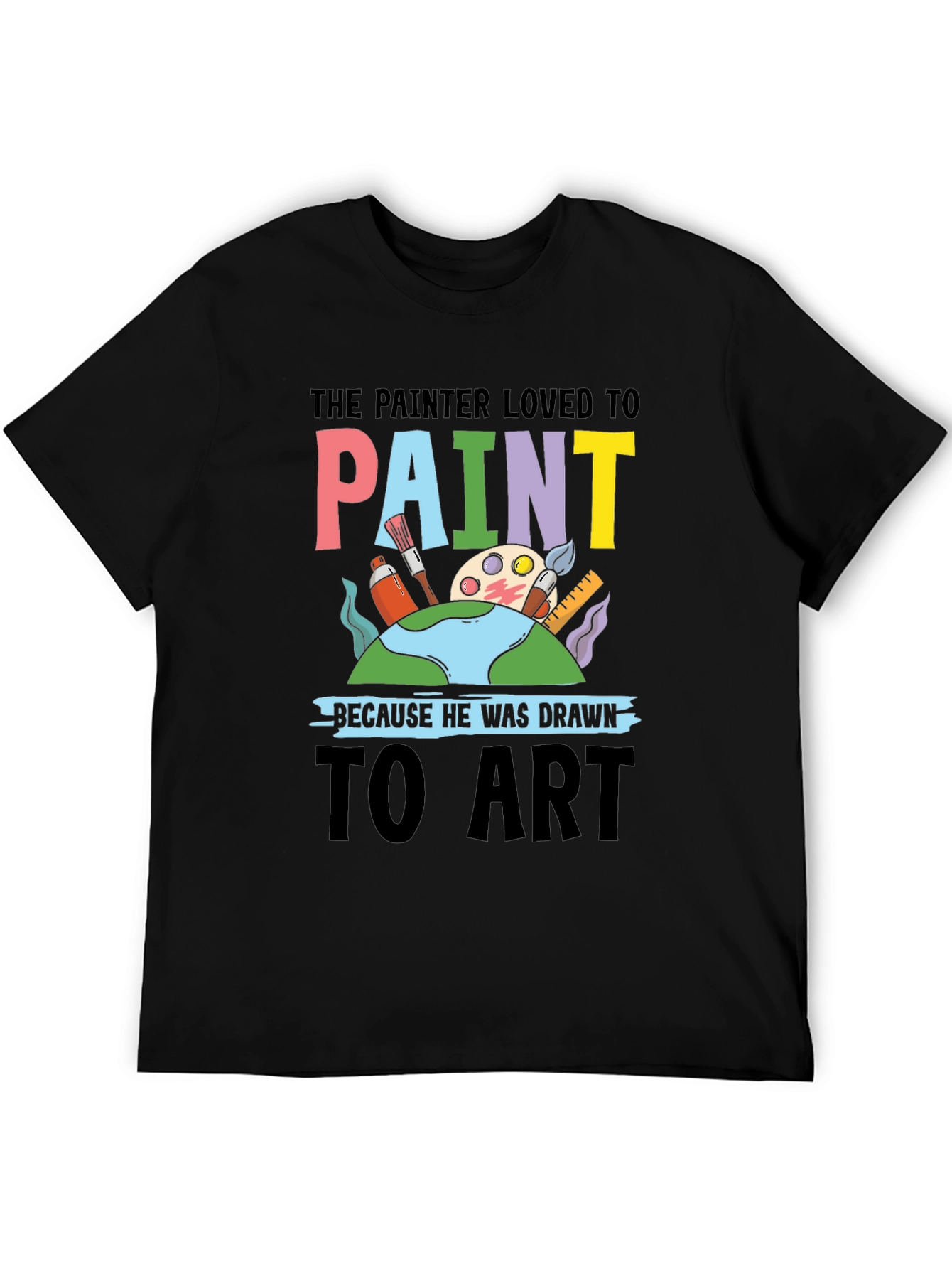 Black Painter Loved to Paint Graphic T-Shirt view 5