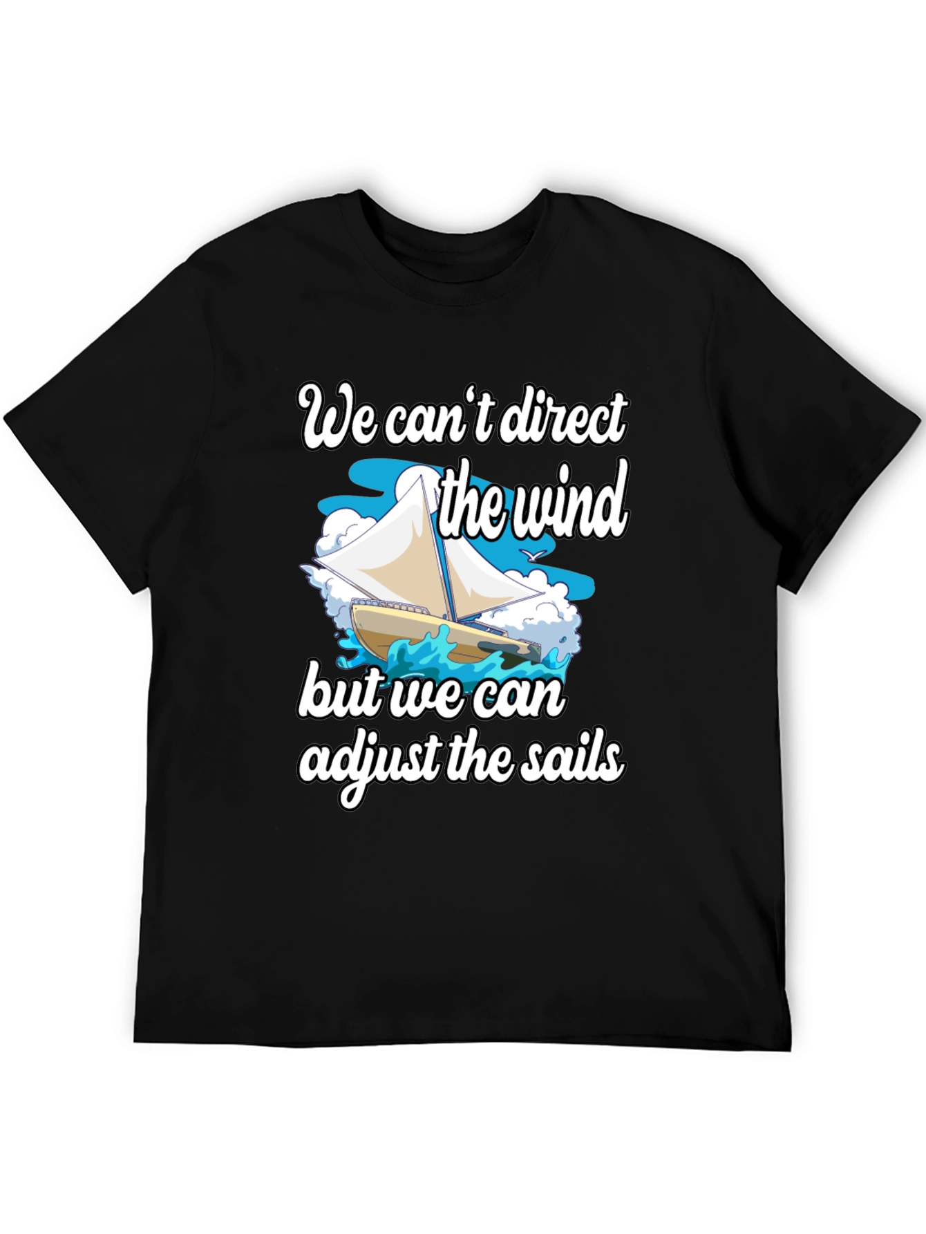 Black Sailboat T-Shirt: Adjust the Sails Graphic Tee view 5