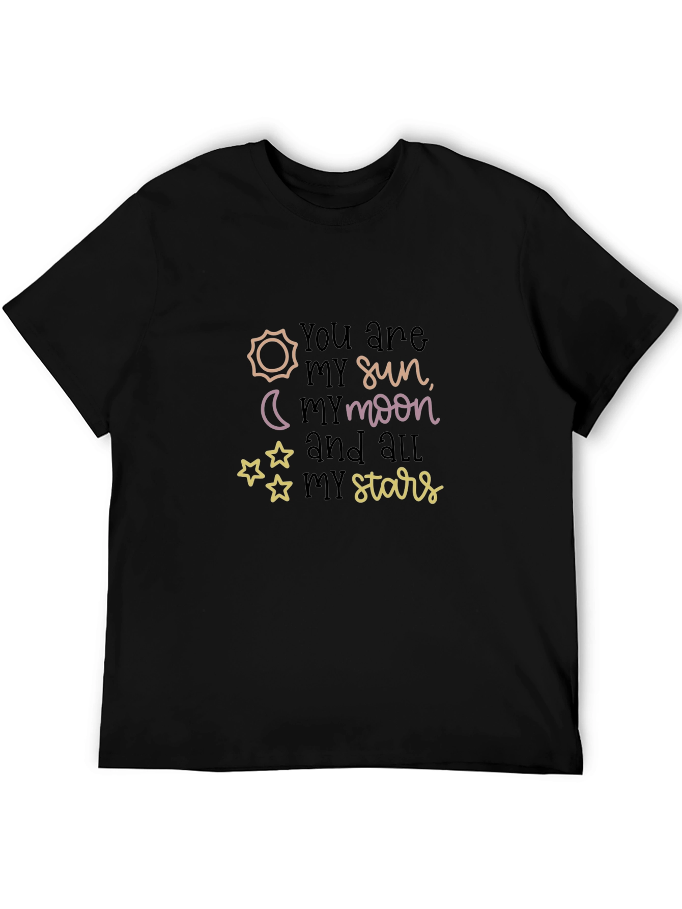 Black Sun, Moon, and Stars Graphic T-Shirt view 5