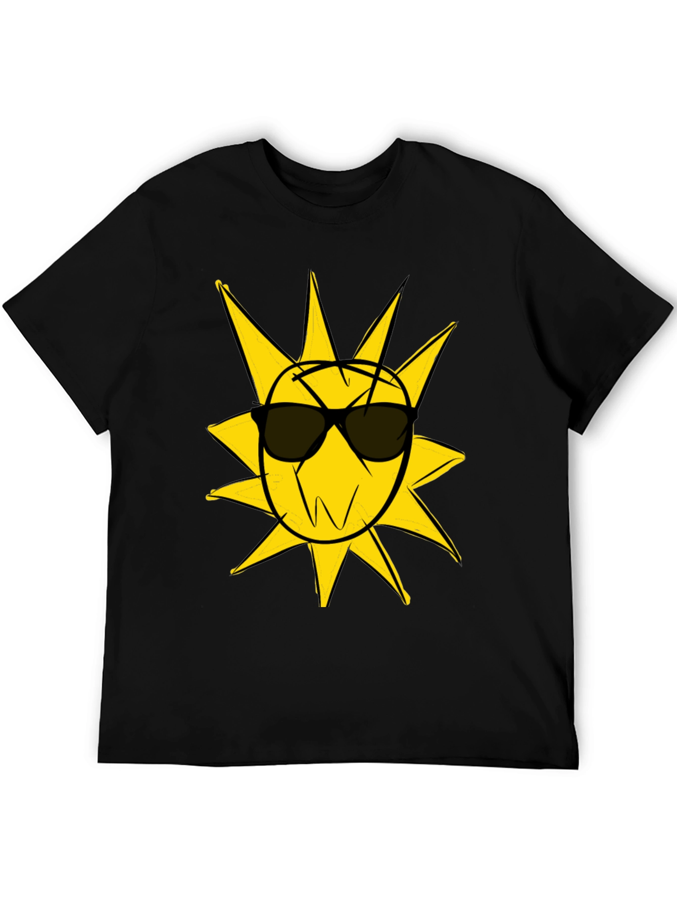 Black Cool Sun Graphic Black T-Shirt view 5