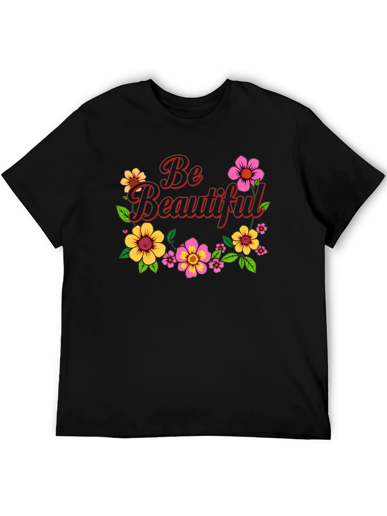 Black Be Beautiful Floral Graphic Black T-Shirt view 5