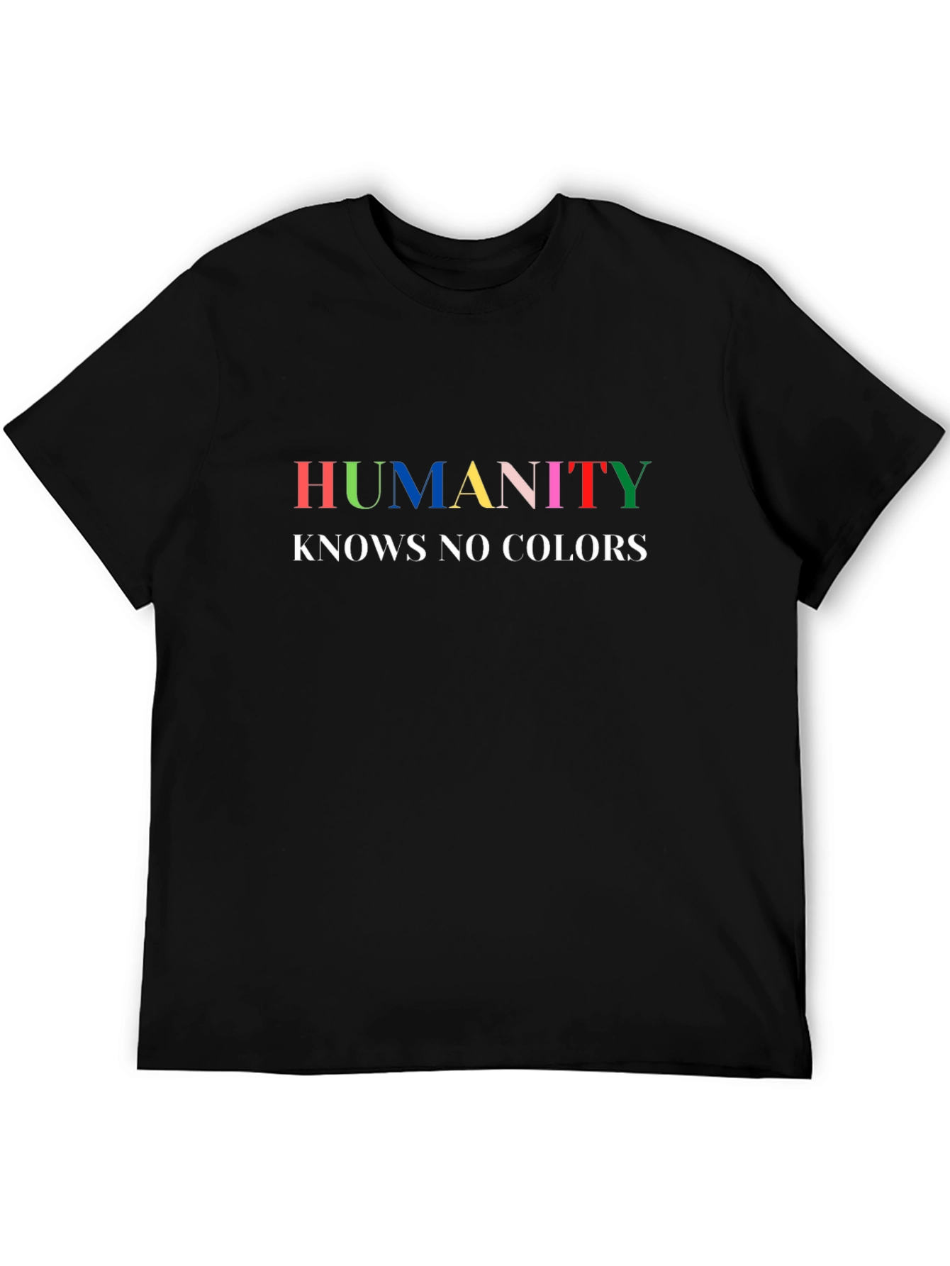 Black Humanity Knows No Colors Graphic Tee - Black Unisex T-Shirt view 5