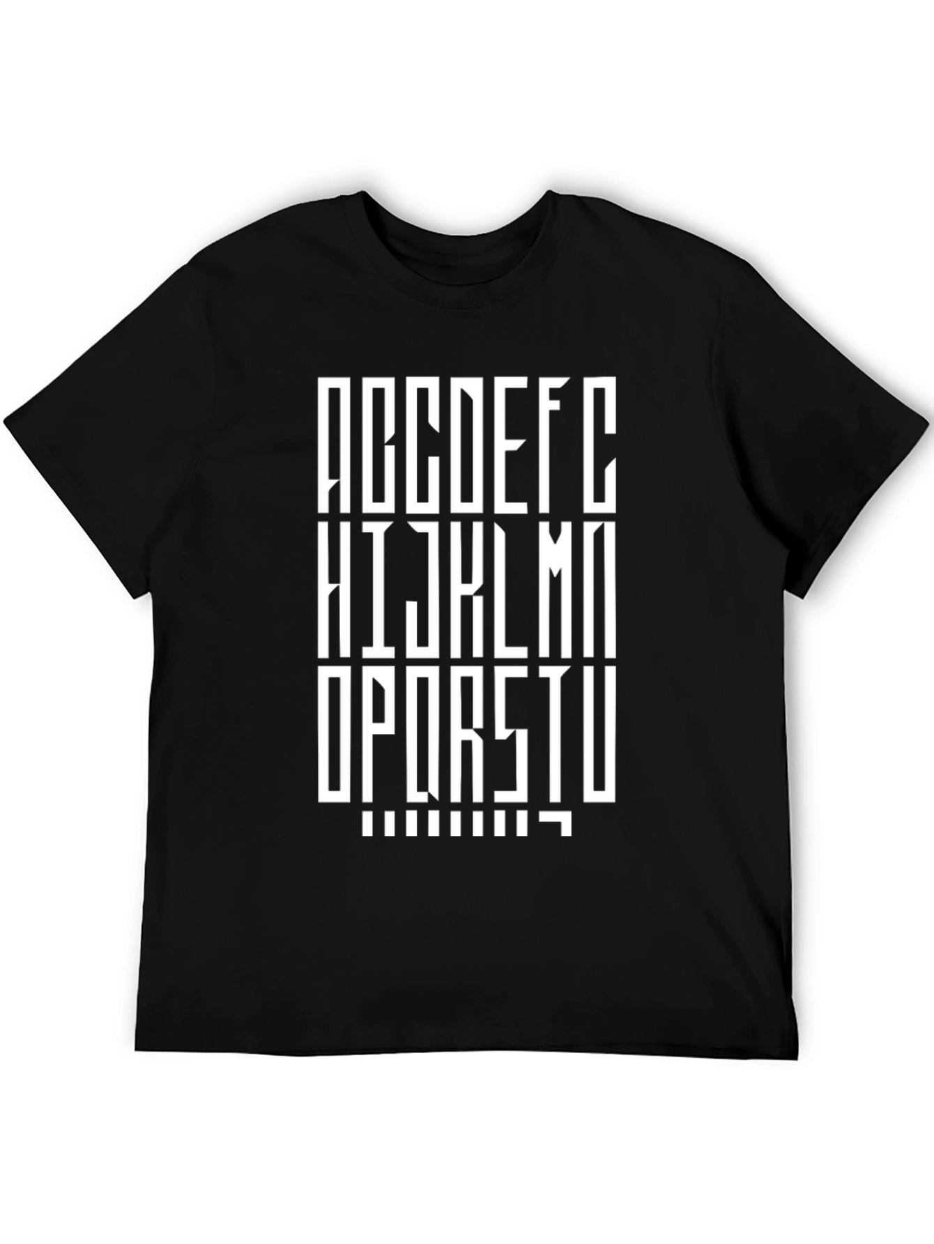 Black Modern Alphabet Print Black T-Shirt view 5