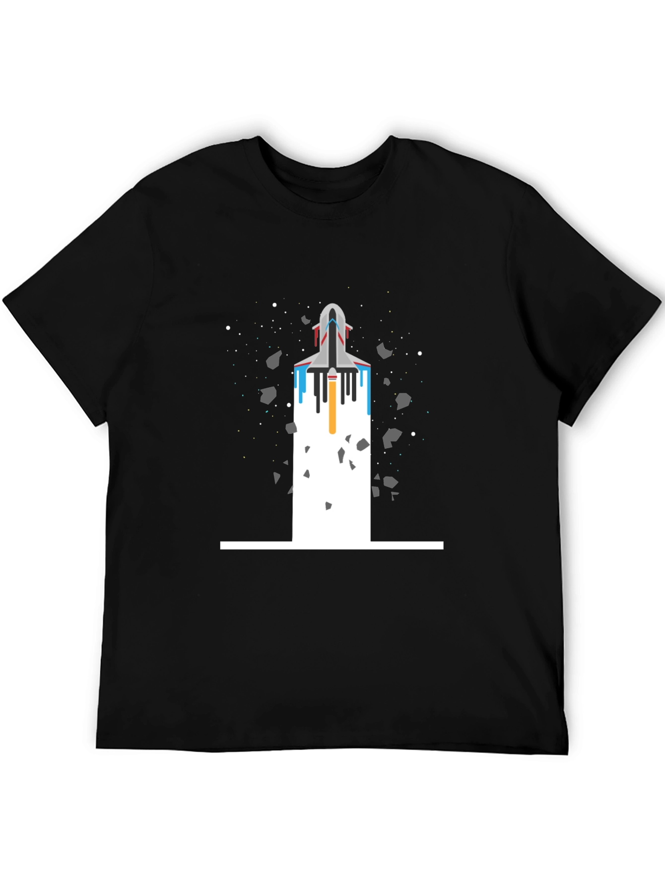 Black Space Shuttle Launch T-Shirt view 5
