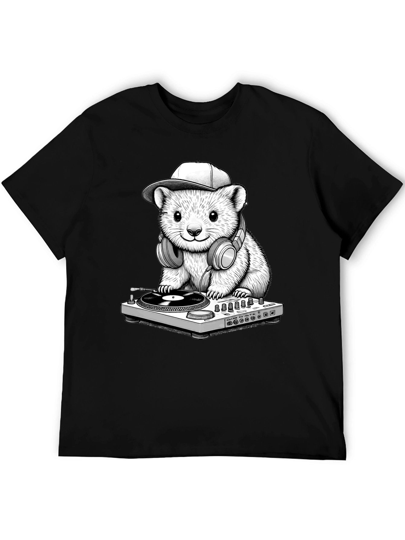 Black DJ Hamster Graphic T-Shirt view 5