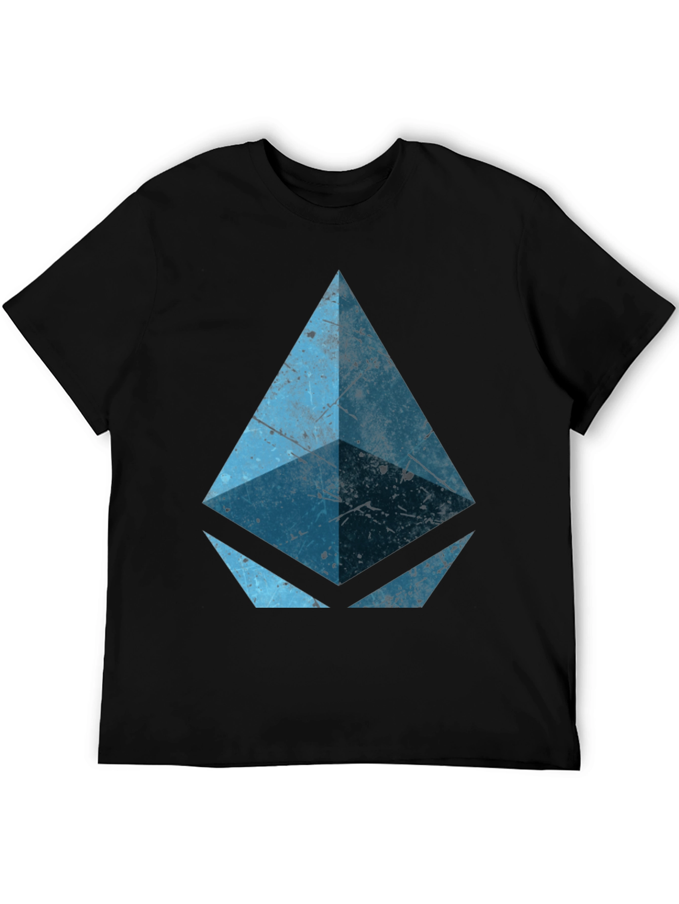 Black Geometric Blue Graphic Print Black Tee view 5