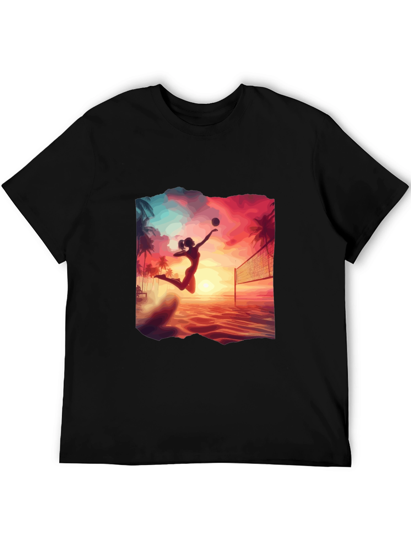 Black Sunset Volleyball T-Shirt view 5