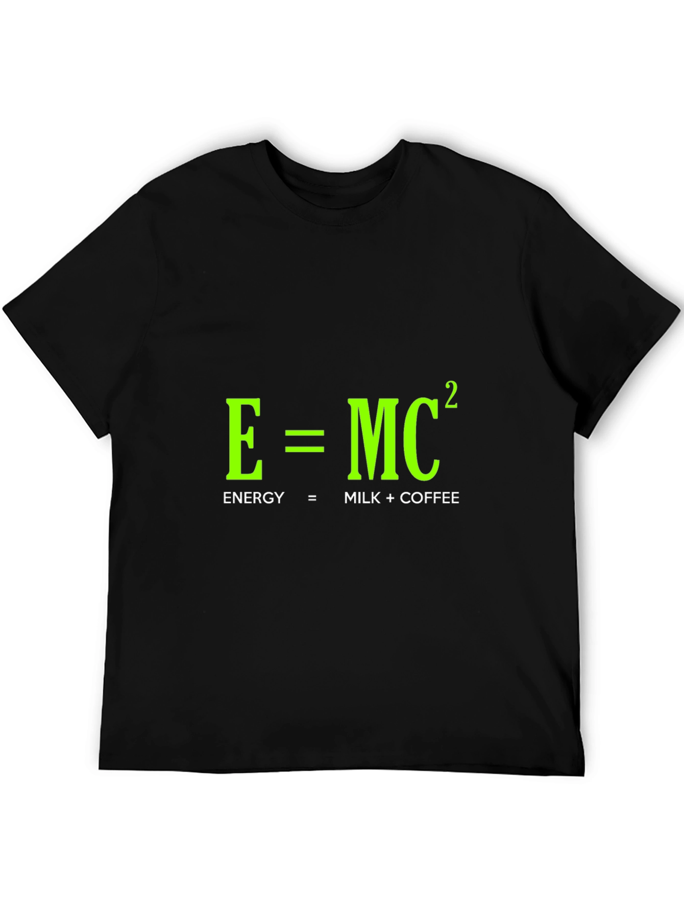 Black Funny Energy Equation T-Shirt: Milk + Coffee = Power! view 5