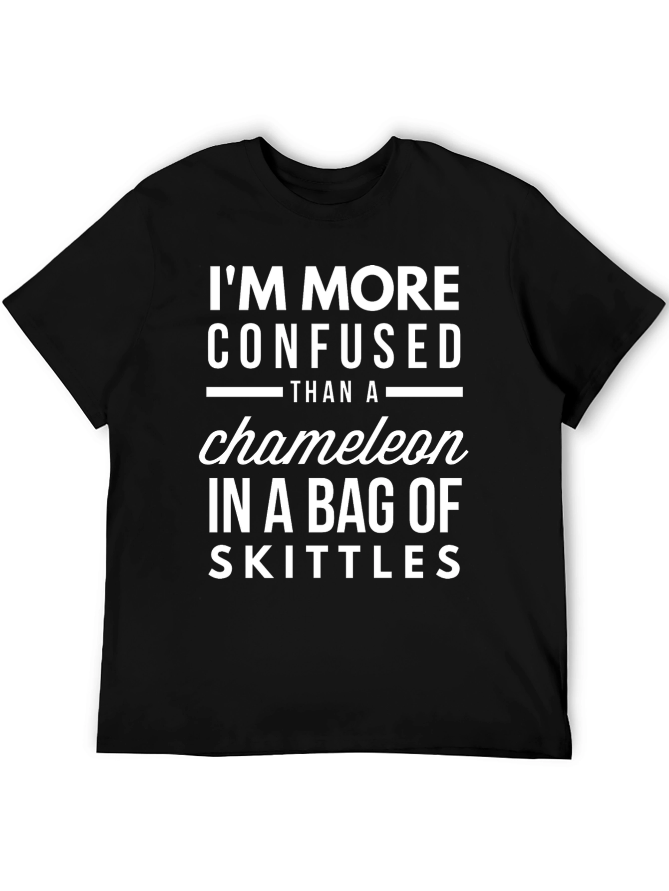 Black Confused Chameleon Skittles Graphic T-Shirt view 5