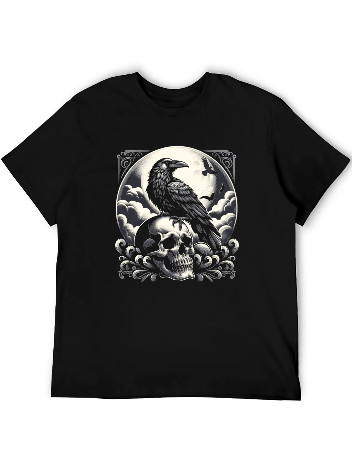 Black Raven Skull Graphic Tee - Dark Gothic Style view 5
