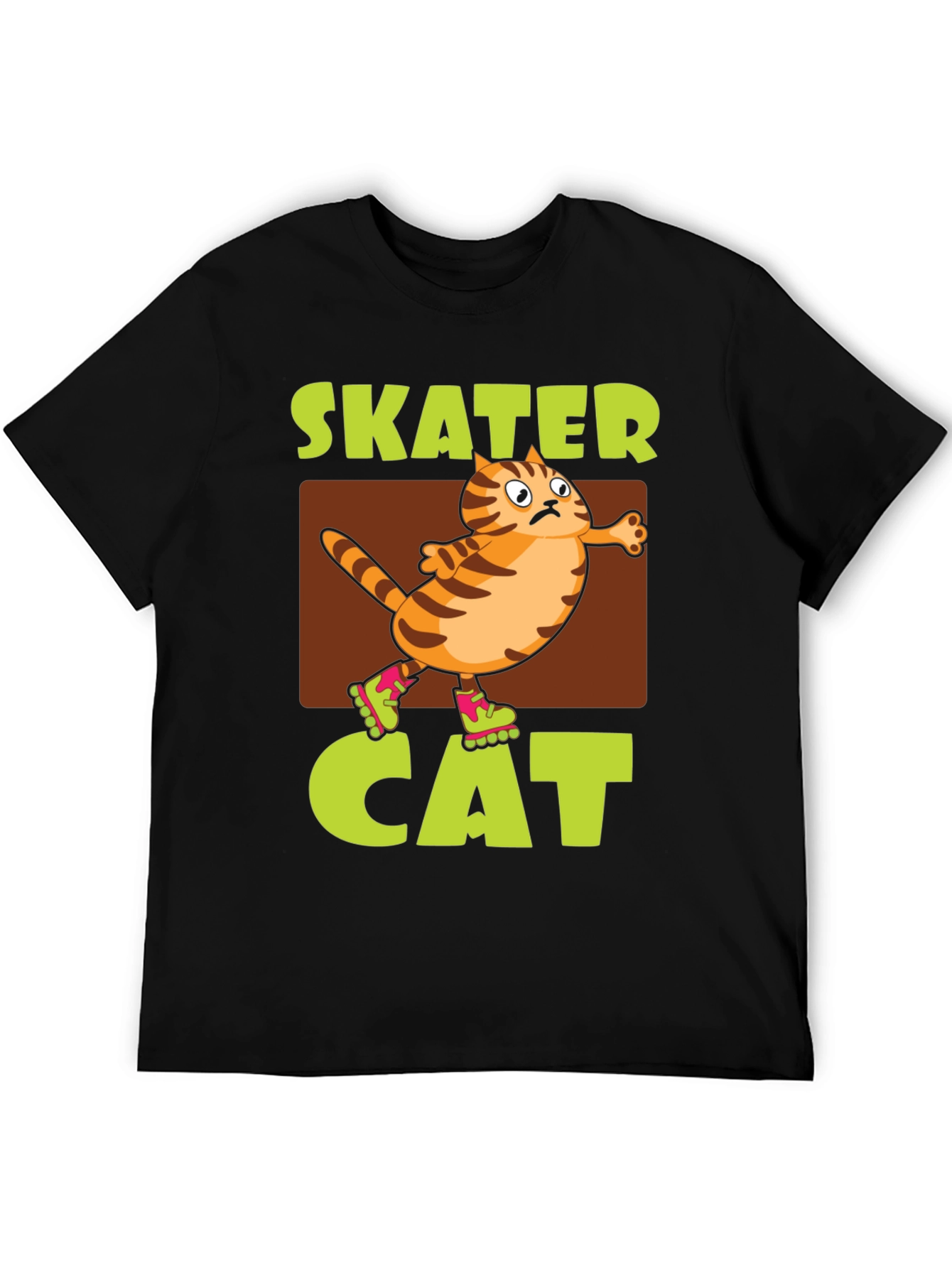 Black Skater Cat Graphic Tee - Novelty Humor T-Shirt view 5