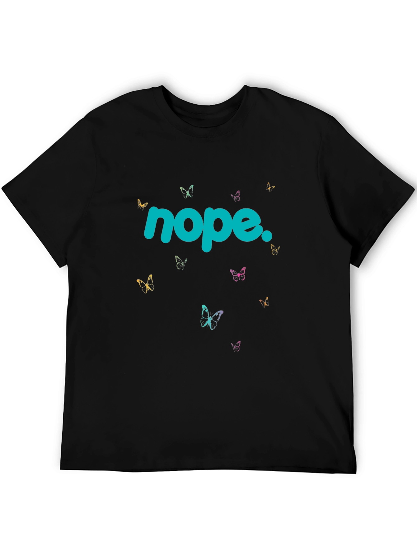 Black Nope Butterfly Graphic T-Shirt - Casual Black Tee view 5