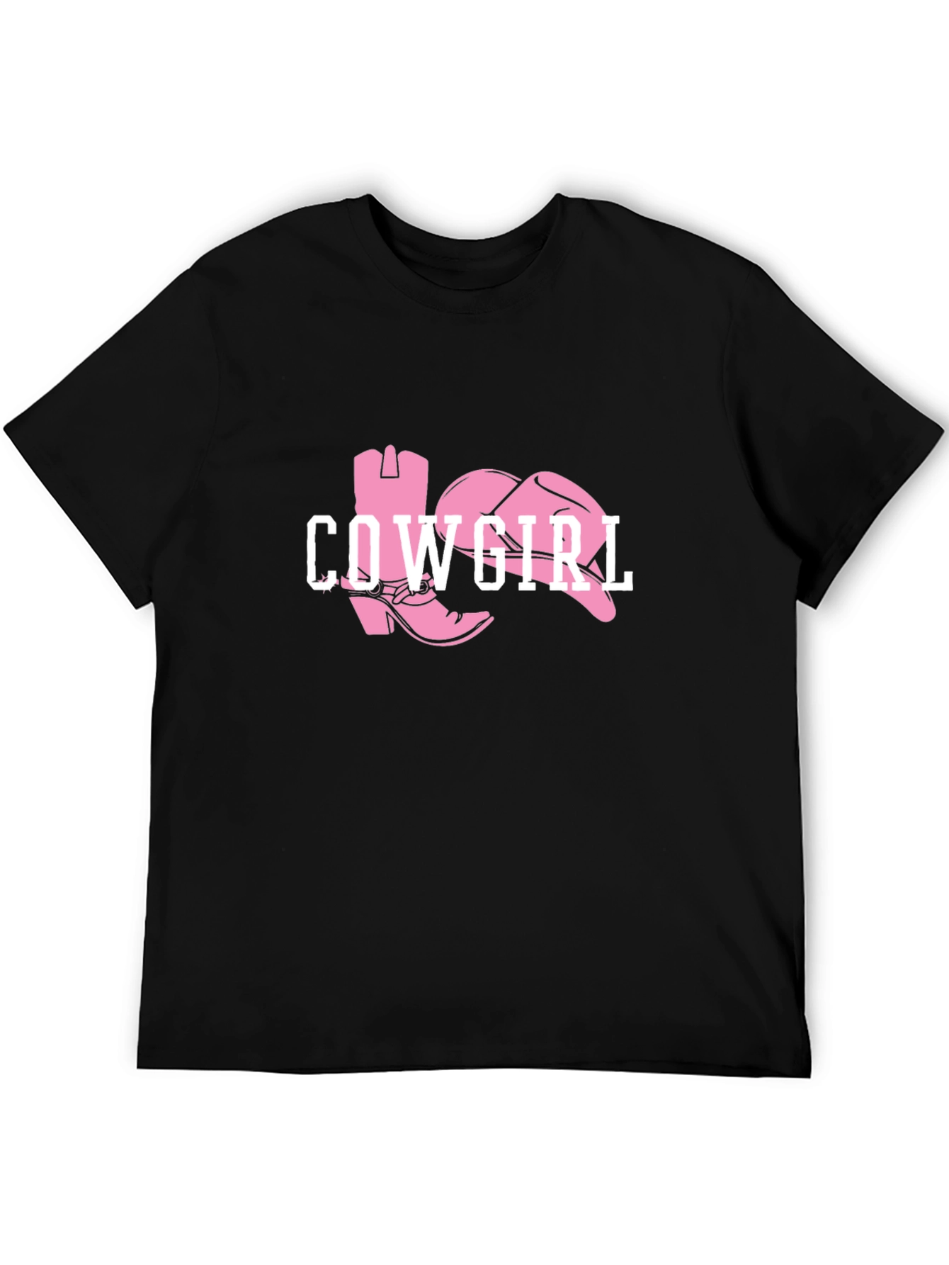 Black Cowgirl Boots Graphic Tee - Black Cotton T-Shirt view 5