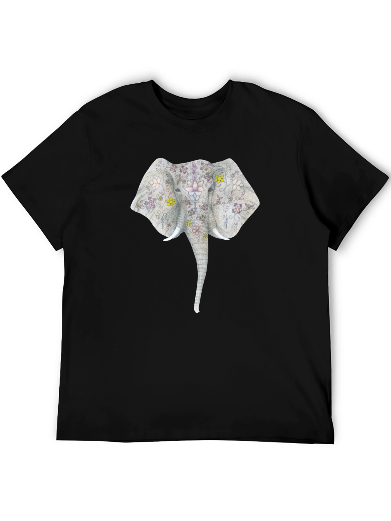 Black Floral Elephant Graphic T-Shirt view 5