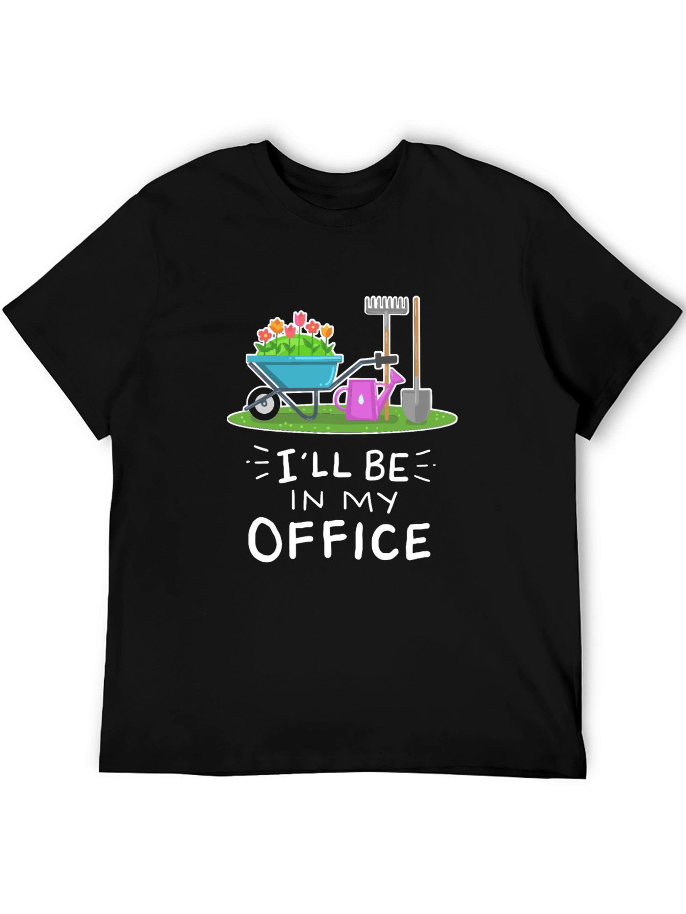 Black Gardening T-Shirt: "I'll Be In My Office" view 5