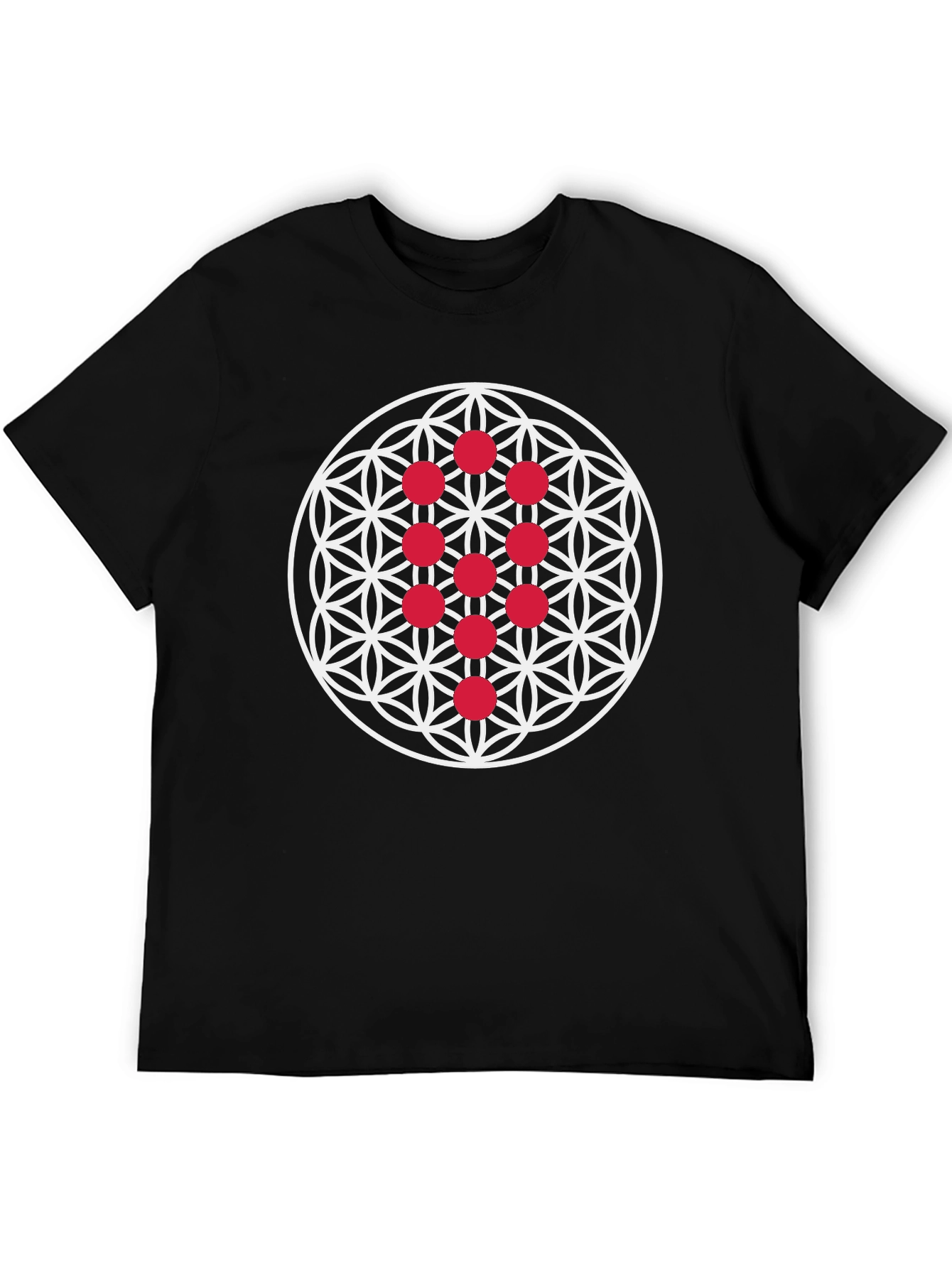 Black Sacred Geometry Seed of Life T-Shirt view 5