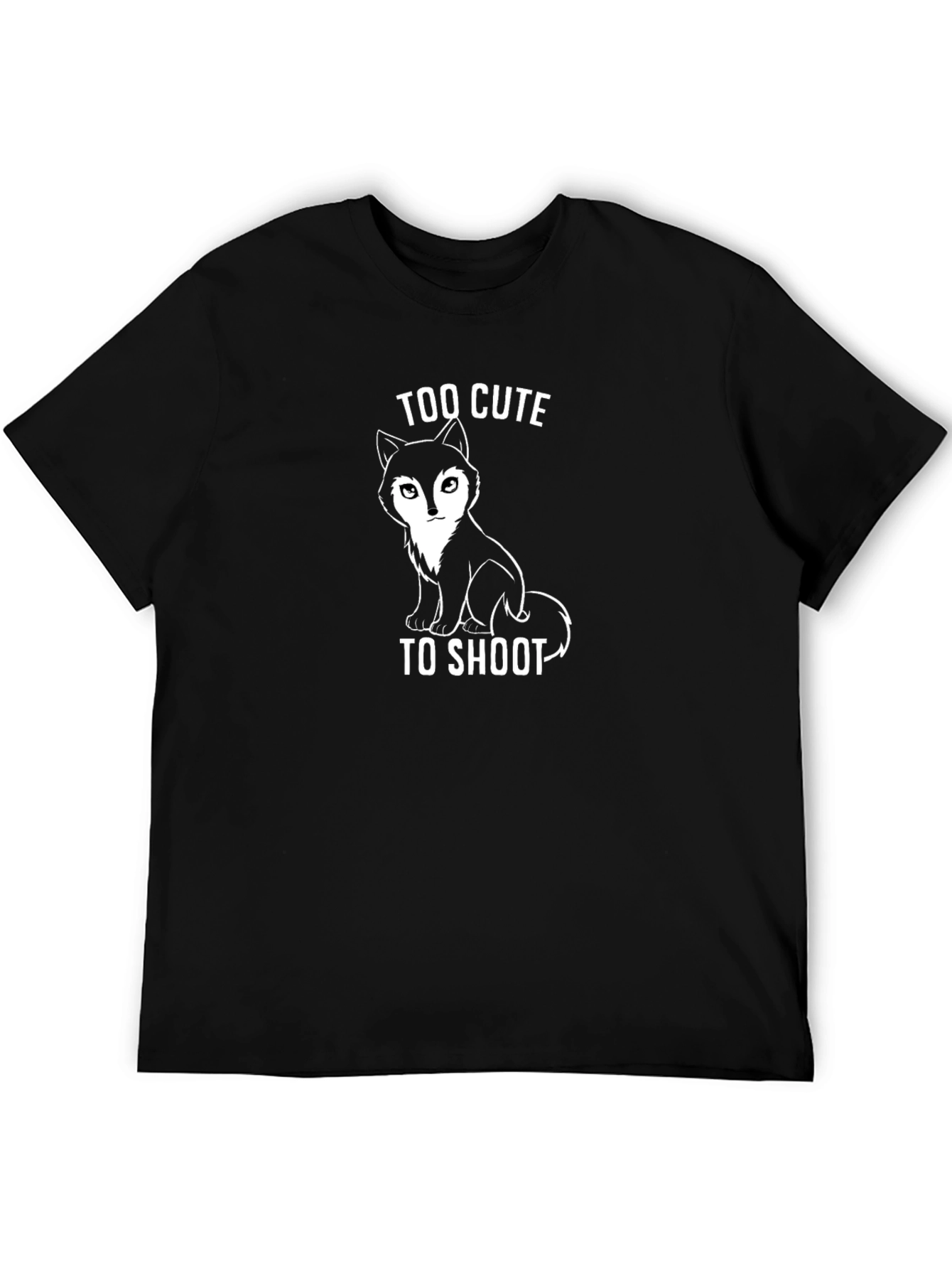 Black Cute Fox T-Shirt - Too Cute To Shoot Funny Animal Tee view 5