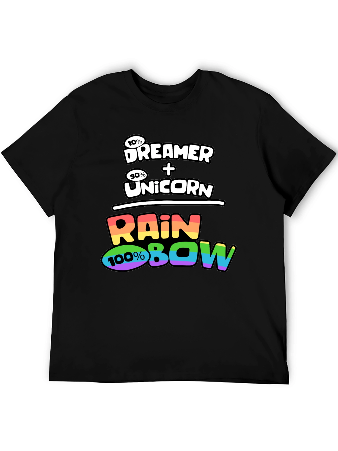 Black Dreamer Unicorn Rainbow Graphic T-Shirt view 5