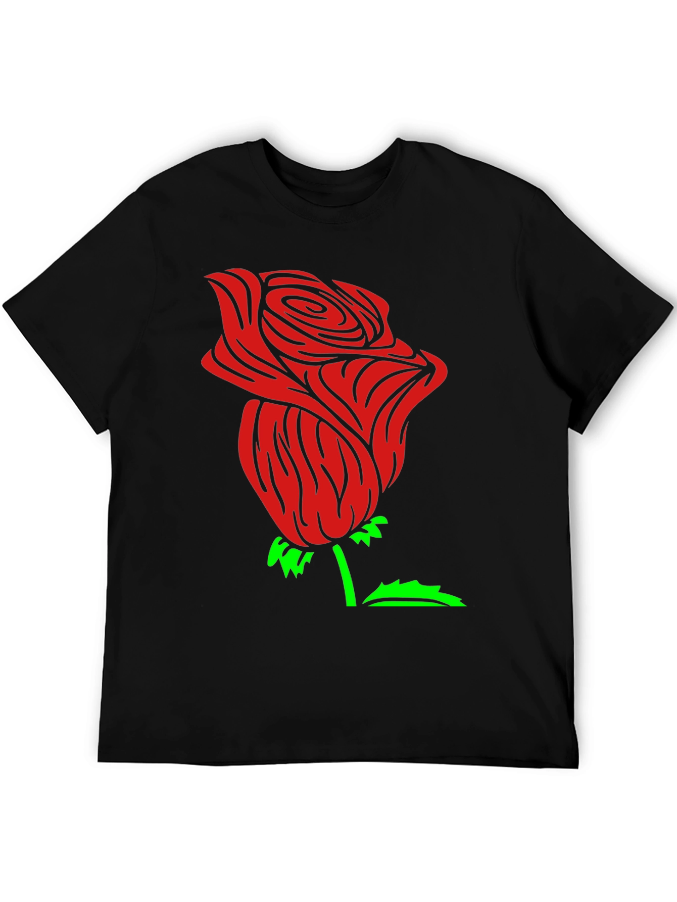 Black Red Rose Graphic Black Tee Shirt view 5