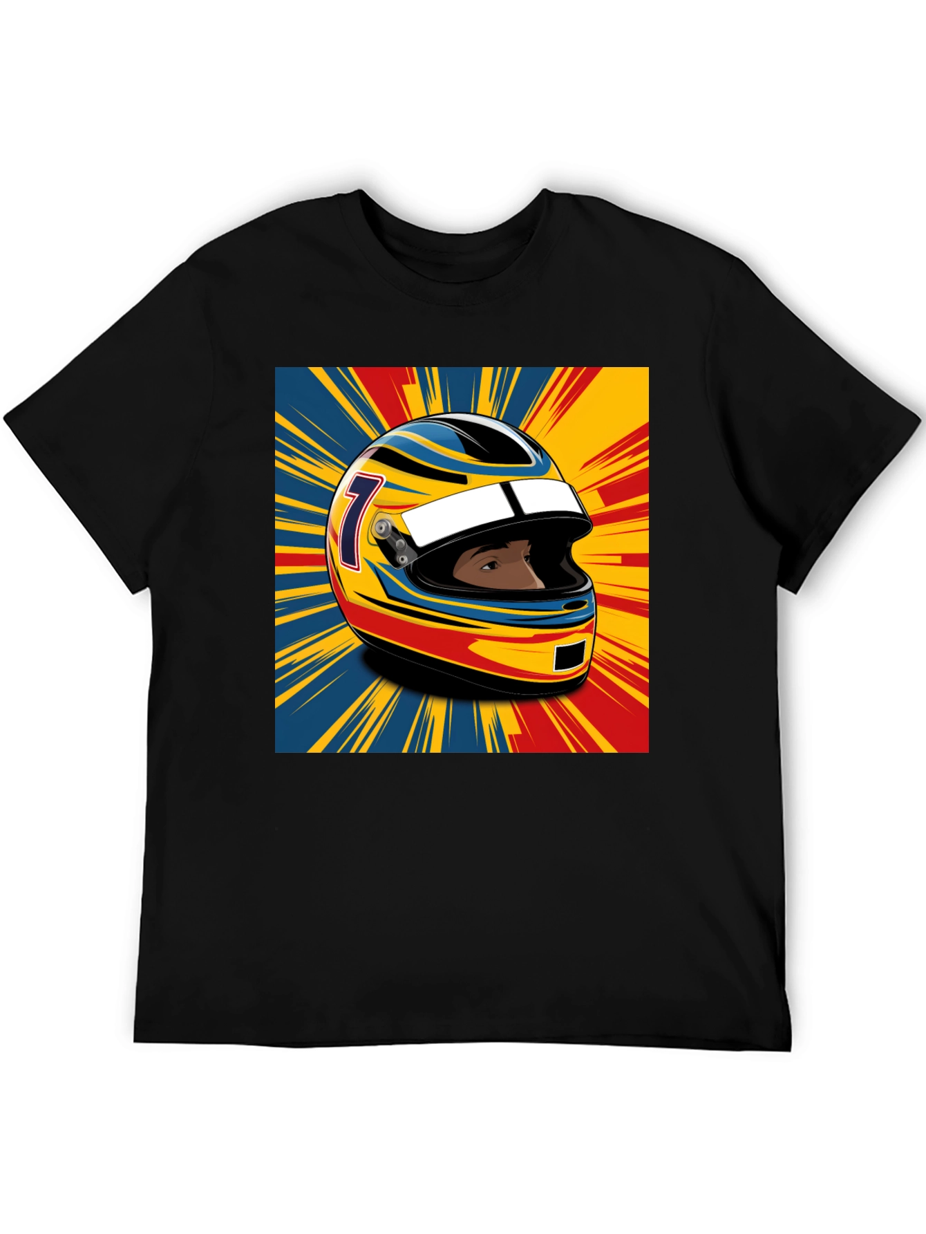 Black Racing Helmet Graphic T-Shirt - Stylish Motorsport Apparel view 5