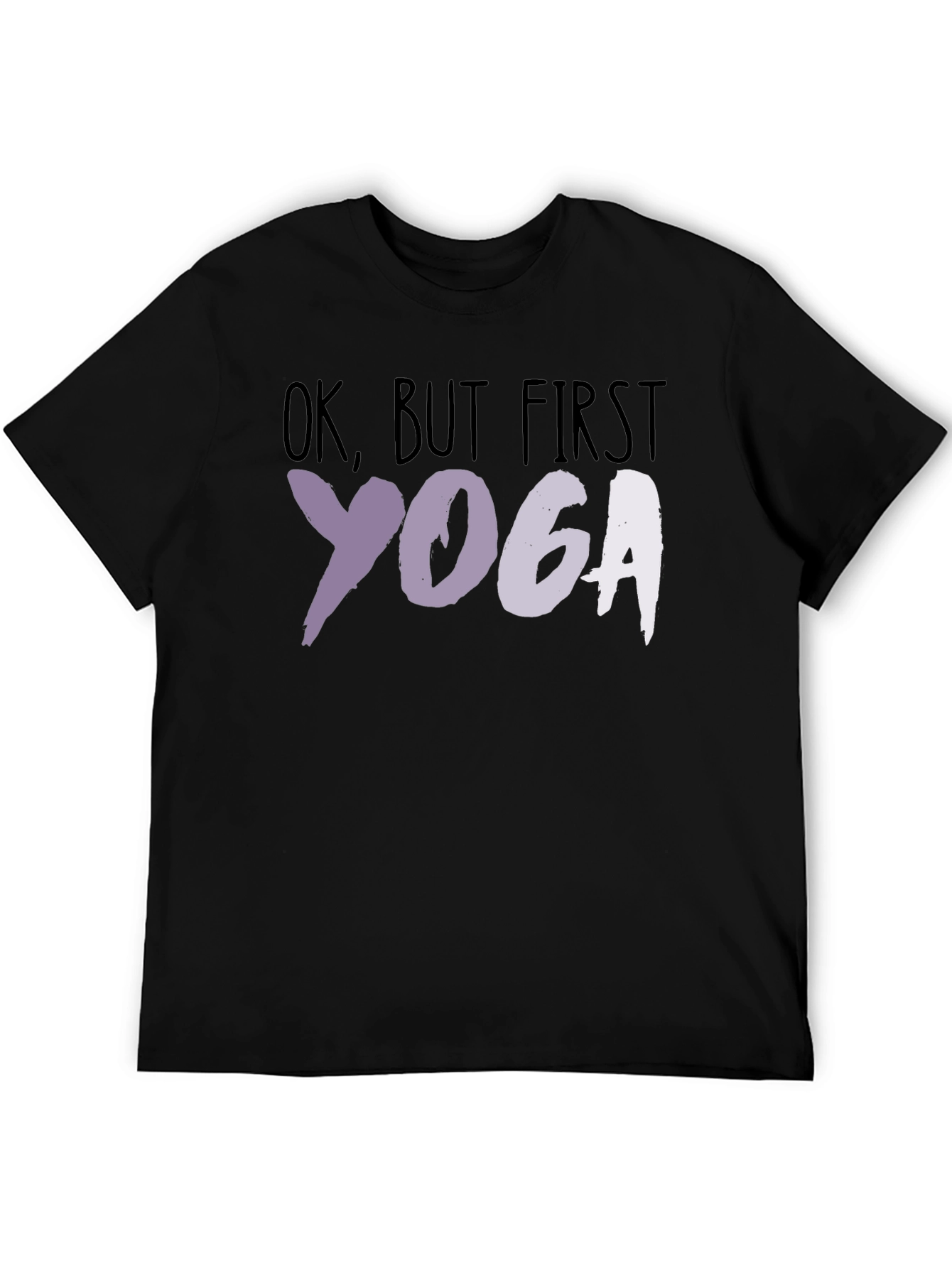 Black Yoga T-Shirt: Ok, But First Yoga - Relaxed Fit view 5