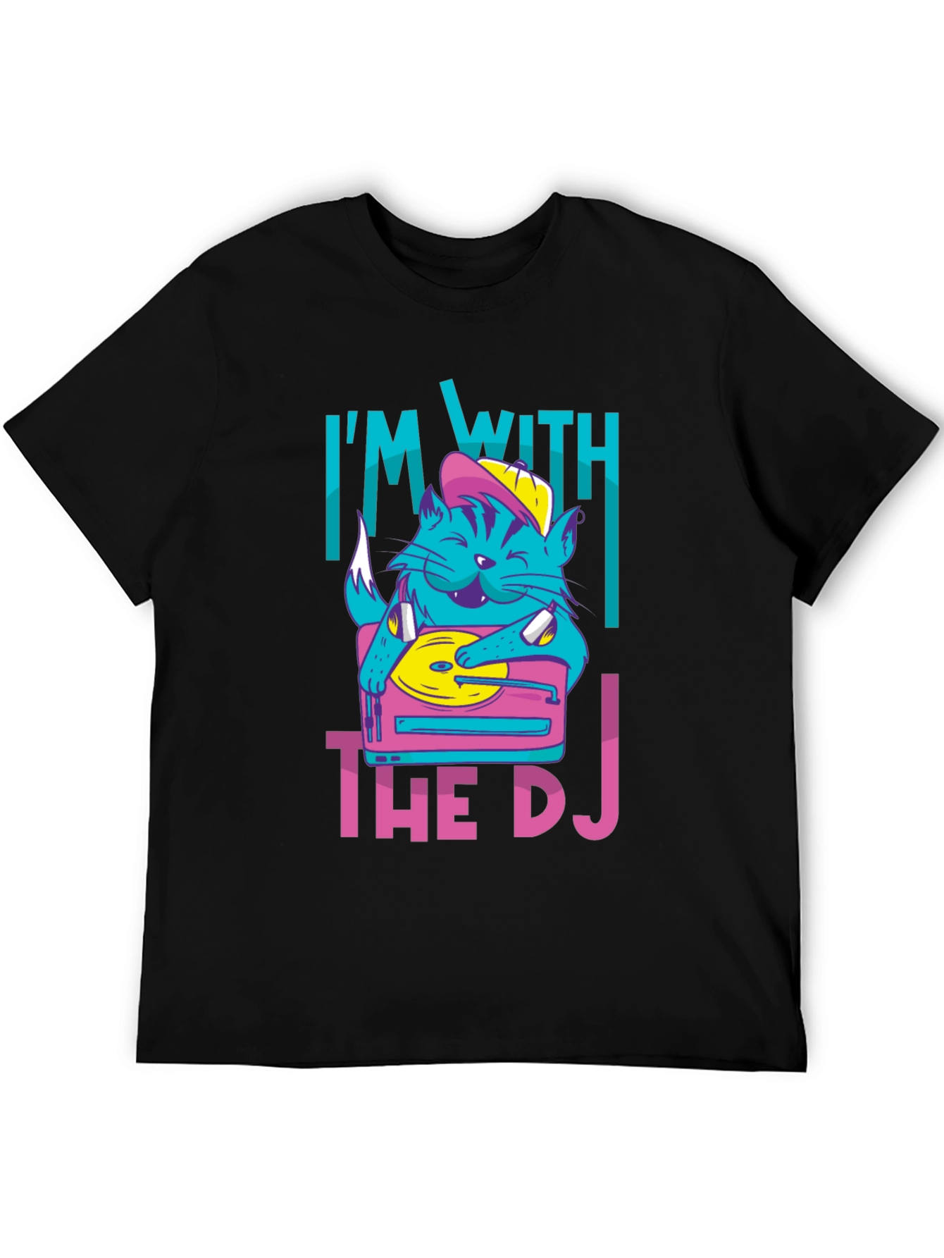 Black I'm With The DJ Cat Graphic T-Shirt view 5