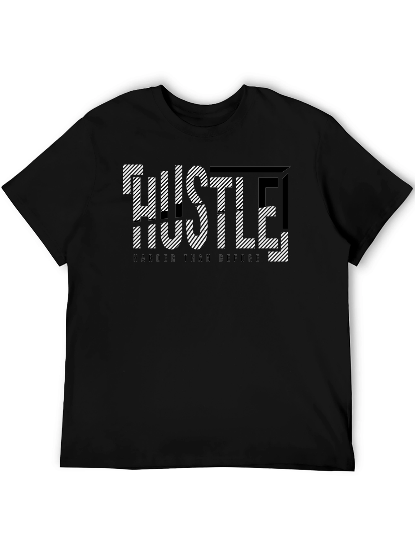 Black Hustle Harder Graphic Print Black T-Shirt view 5