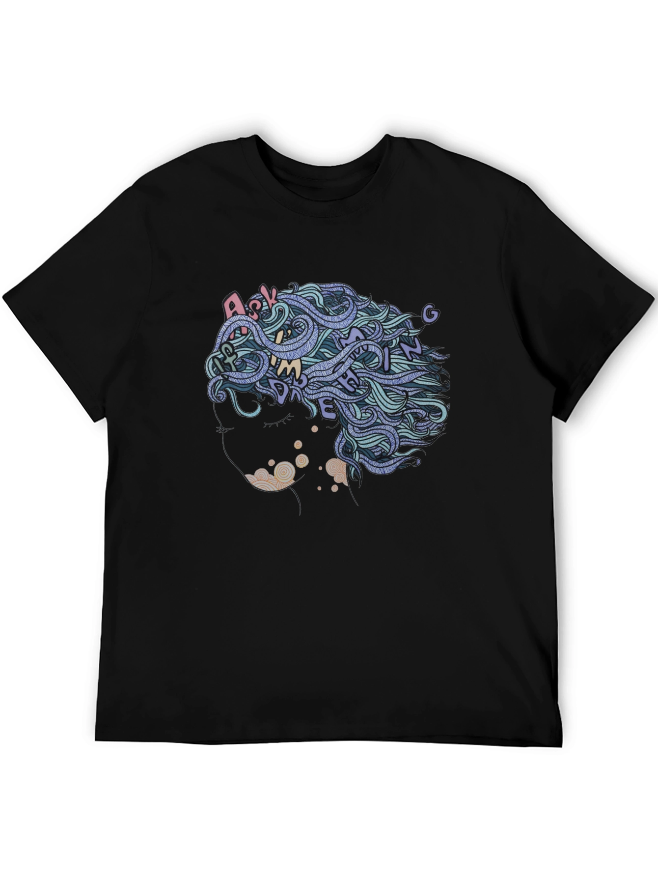 Black Abstract Hair Tee - Ask Me Anything view 5