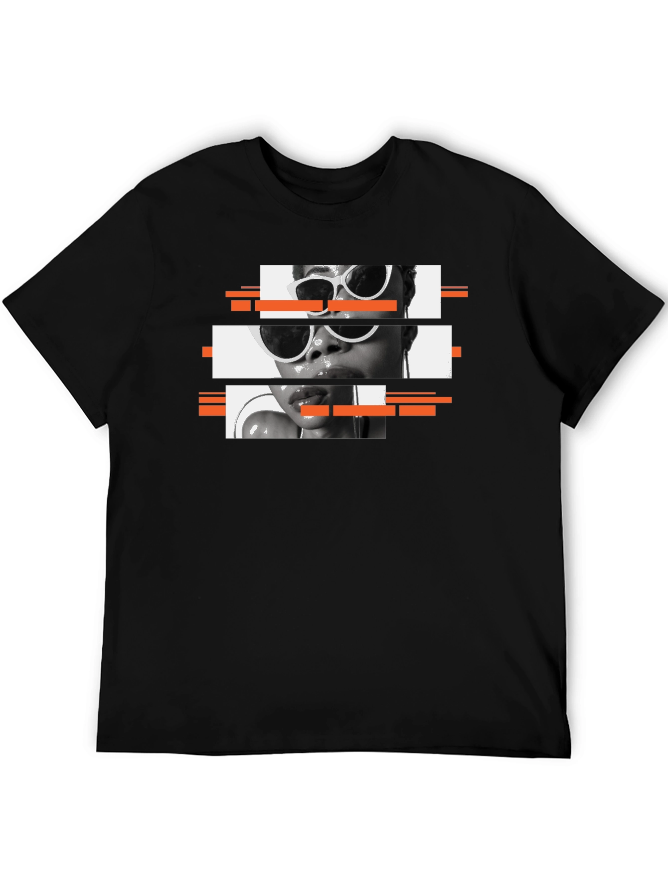 Black Modern Glitch Graphic Tee - Cool Black T-Shirt view 5