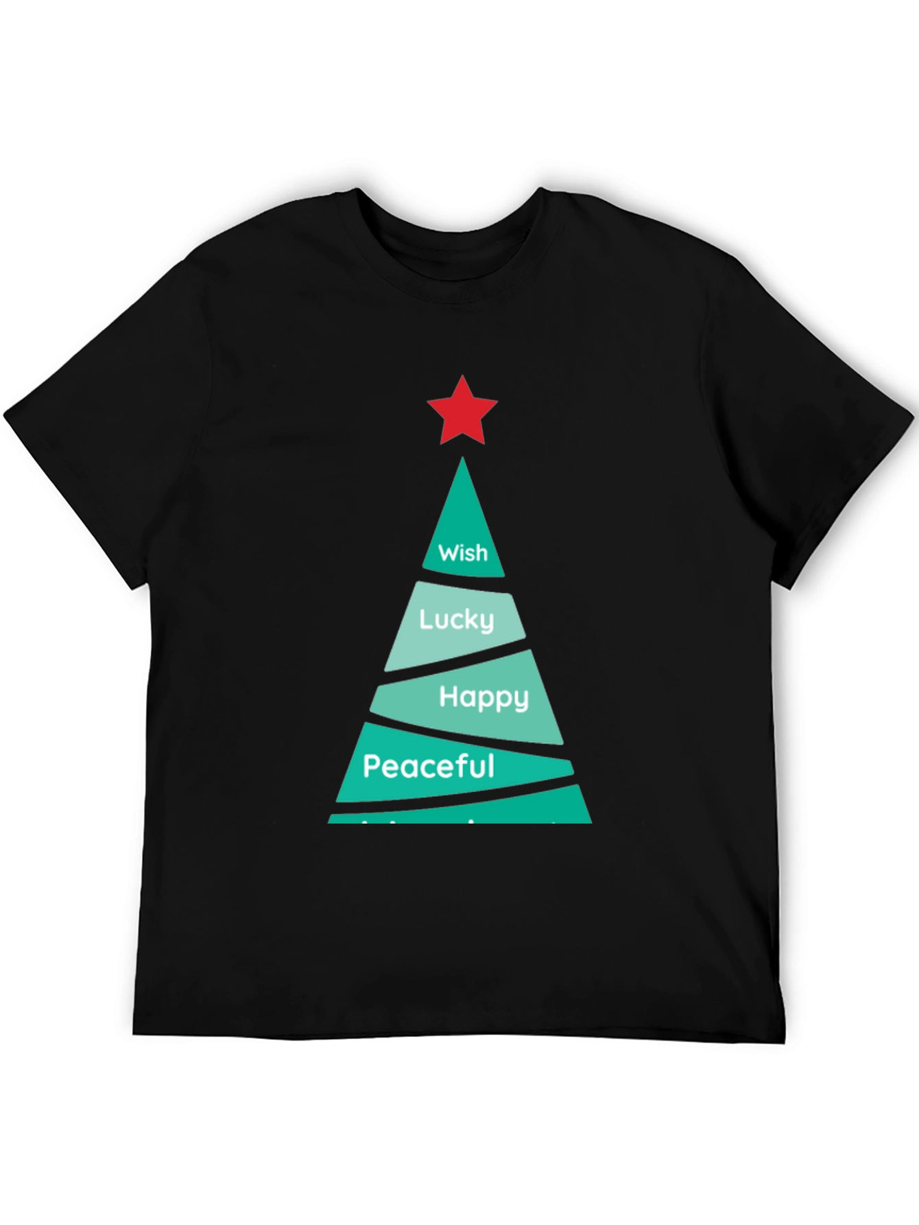Black Festive Christmas Tree Wish T-Shirt view 5