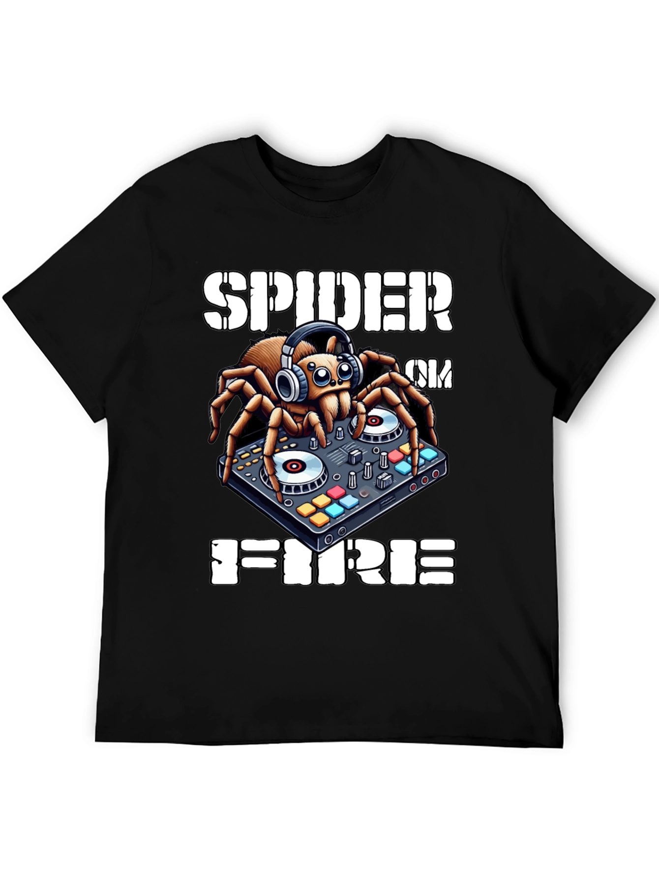 Black Spider DJ T-Shirt - Spider on Fire view 5