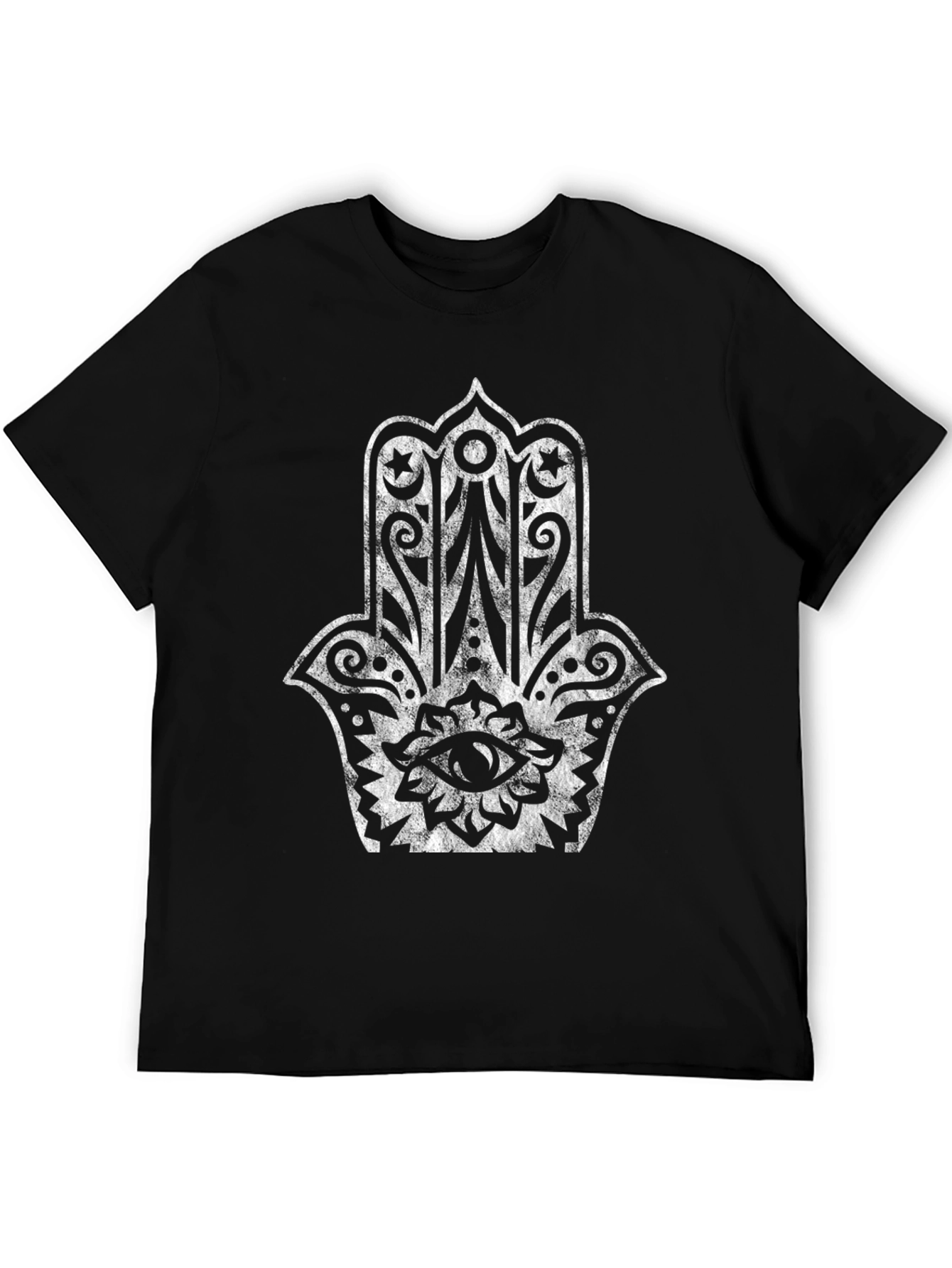 Black Hamsa Hand Graphic Tee - Black Cotton Blend view 5