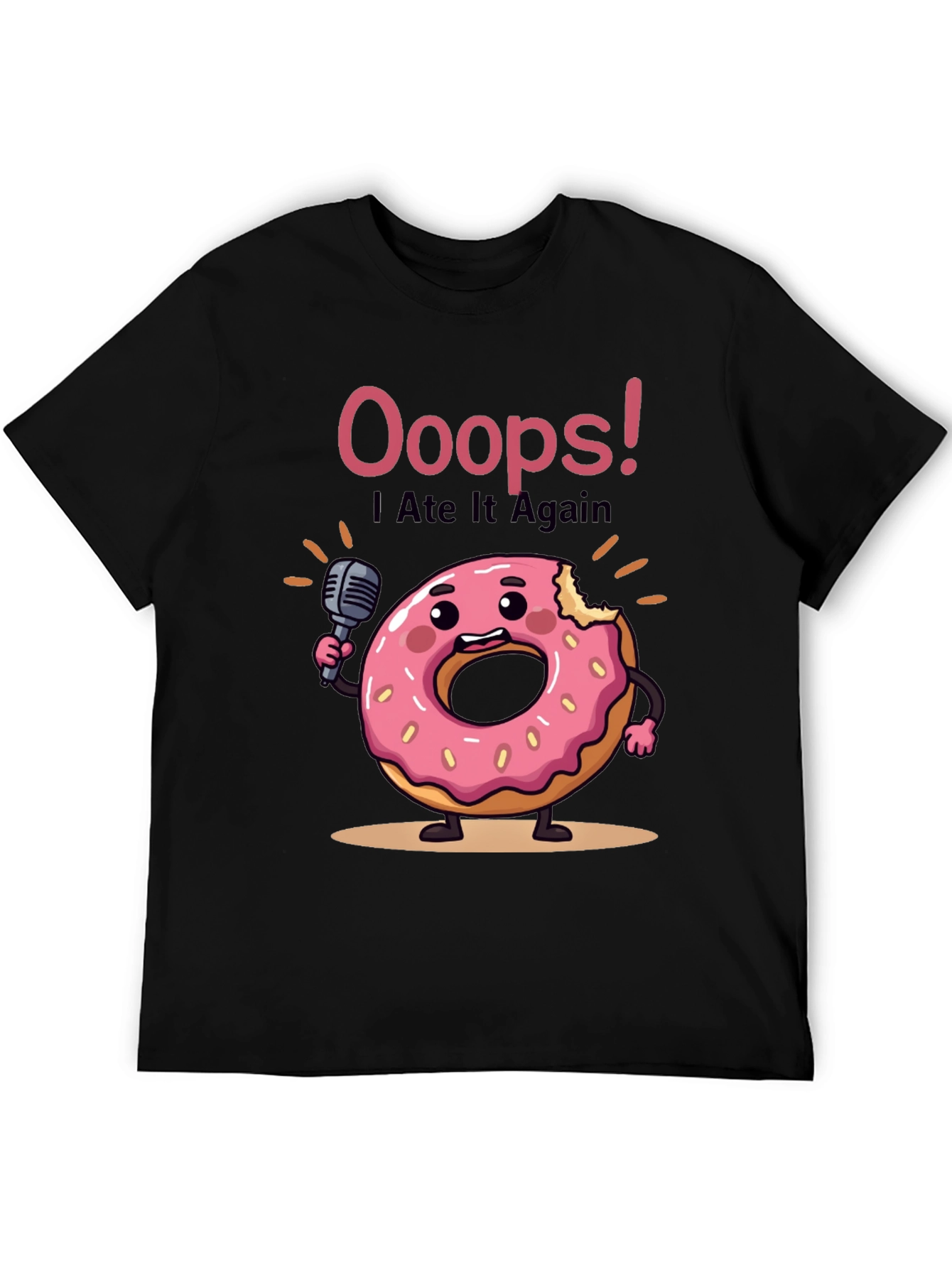 Black Funny Donut Graphic T-Shirt - Ooops! I Ate It Again view 5