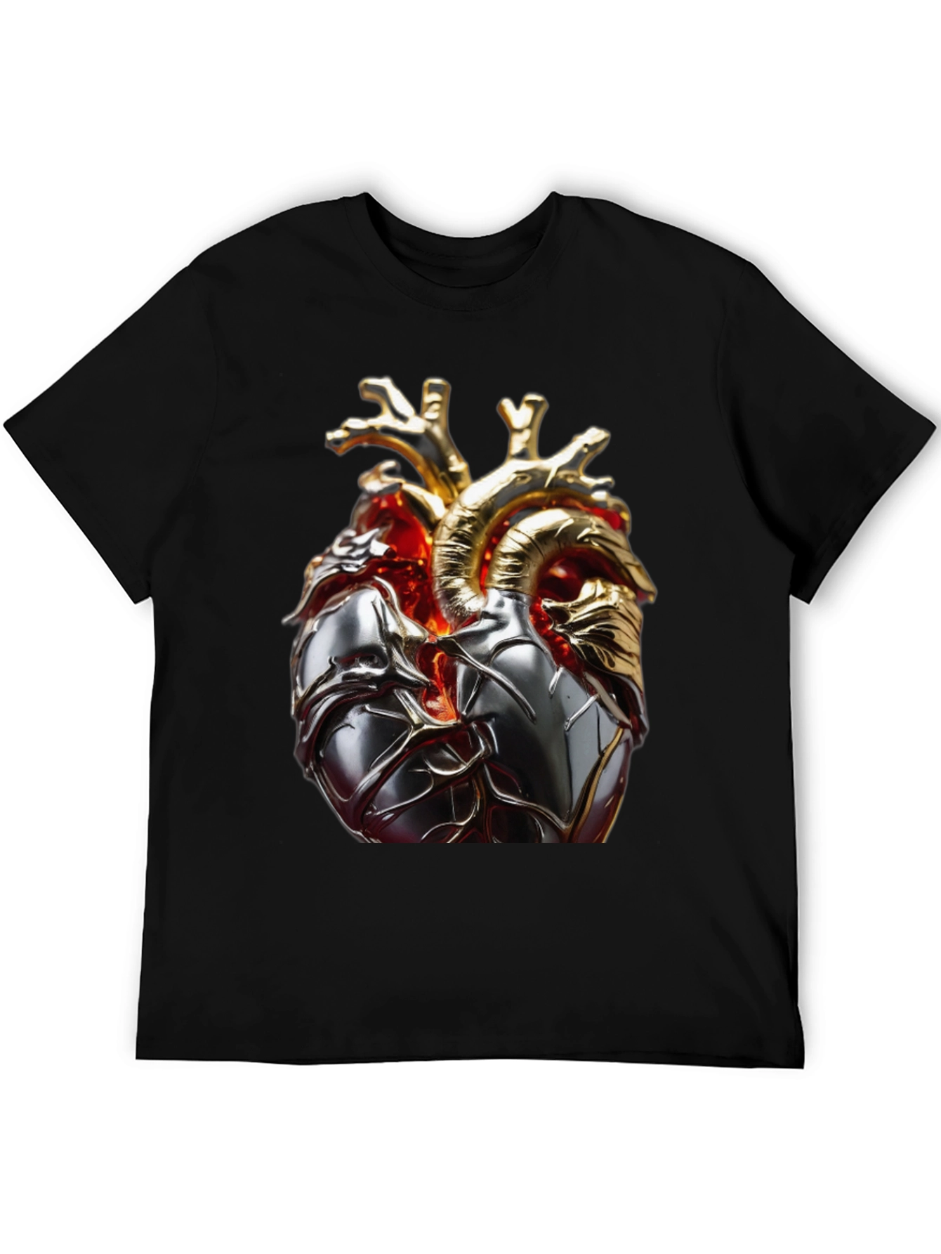 Black Metallic Heart Graphic T-Shirt view 5