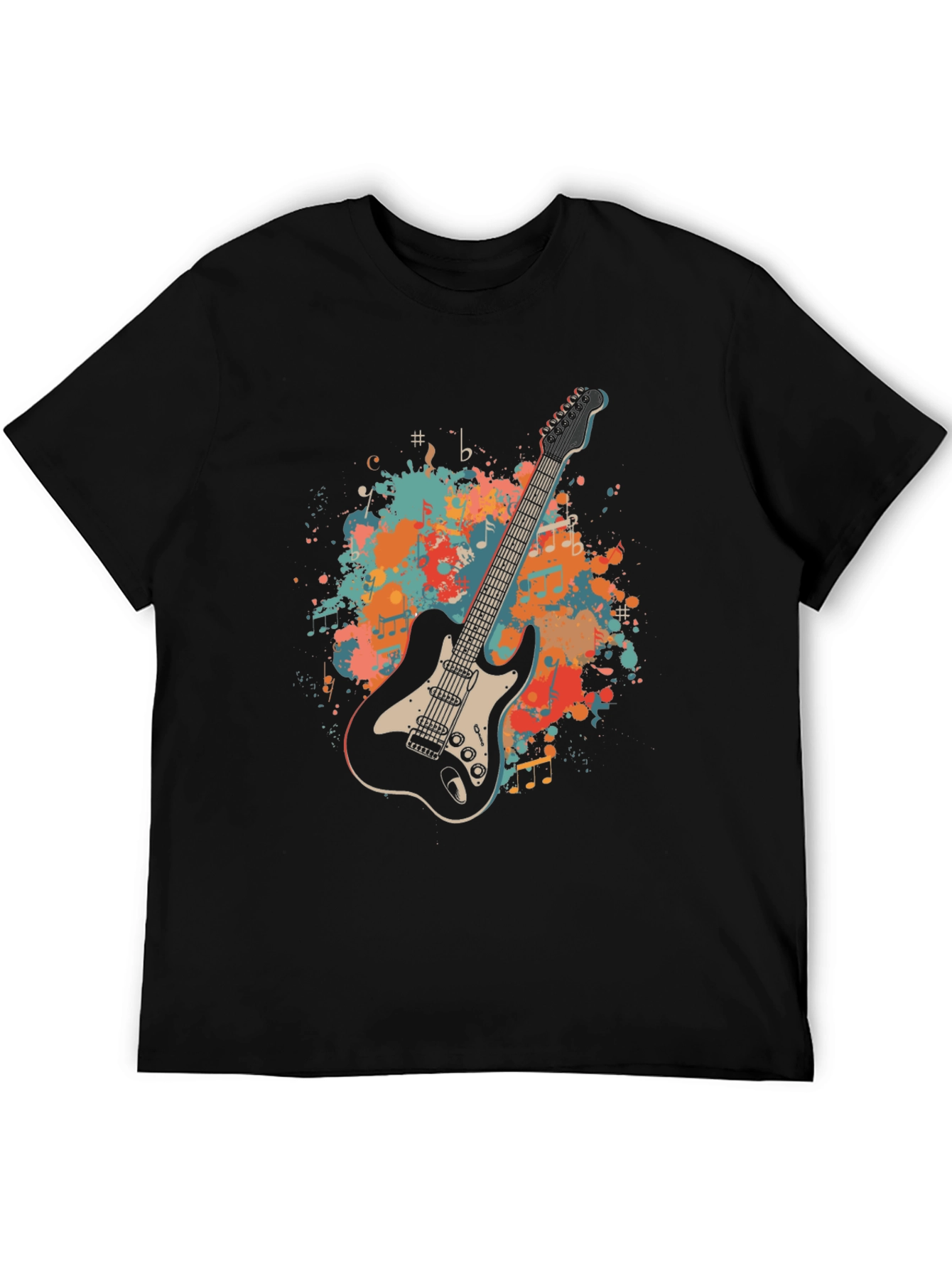 Black Guitar Graphic Tee - Music Lover's T-Shirt view 5