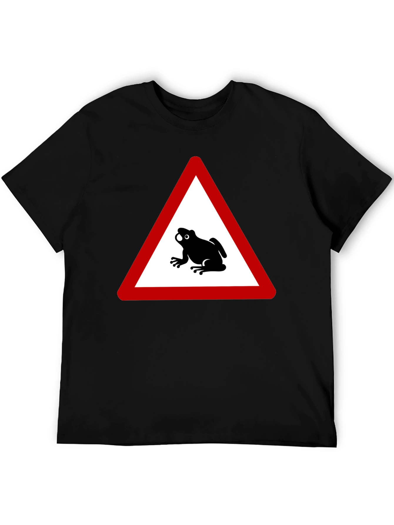Black Frog Warning Sign Black T-Shirt view 5