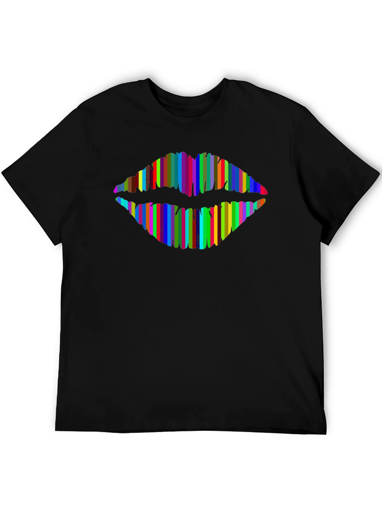 Black Rainbow Lips Graphic T-Shirt - Modern Style view 5
