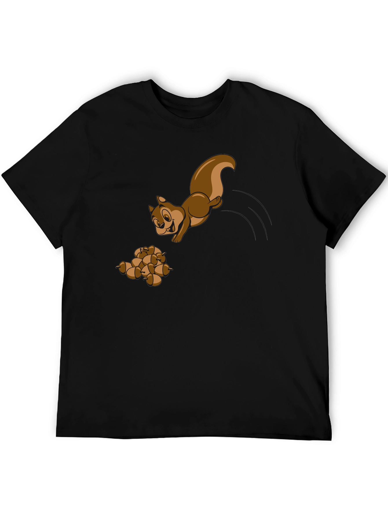 Black Squirrel and Acorns Graphic Tee - Black view 5