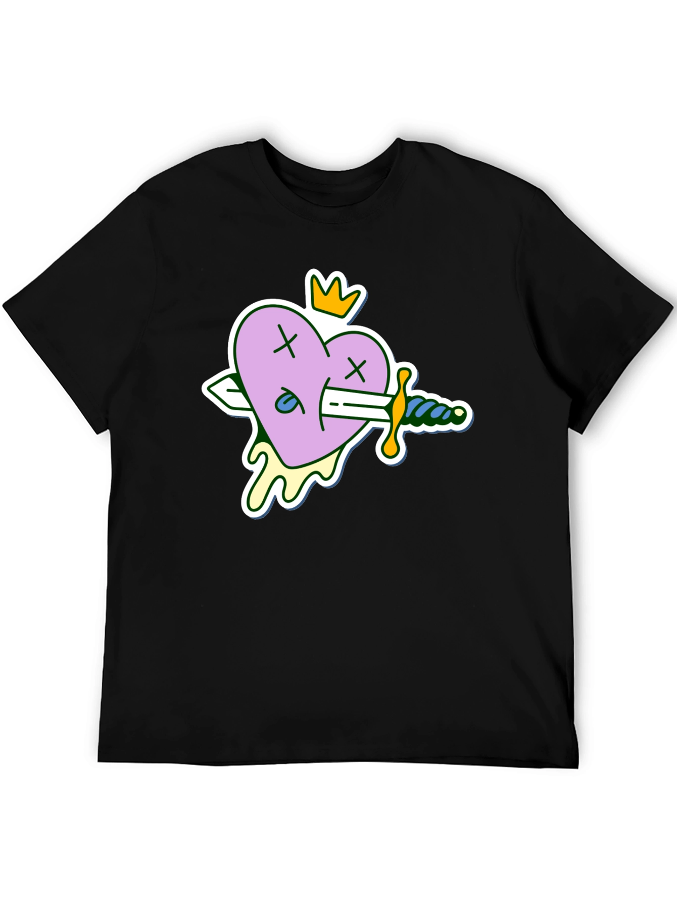 Black Heart with Sword Black T-Shirt view 5